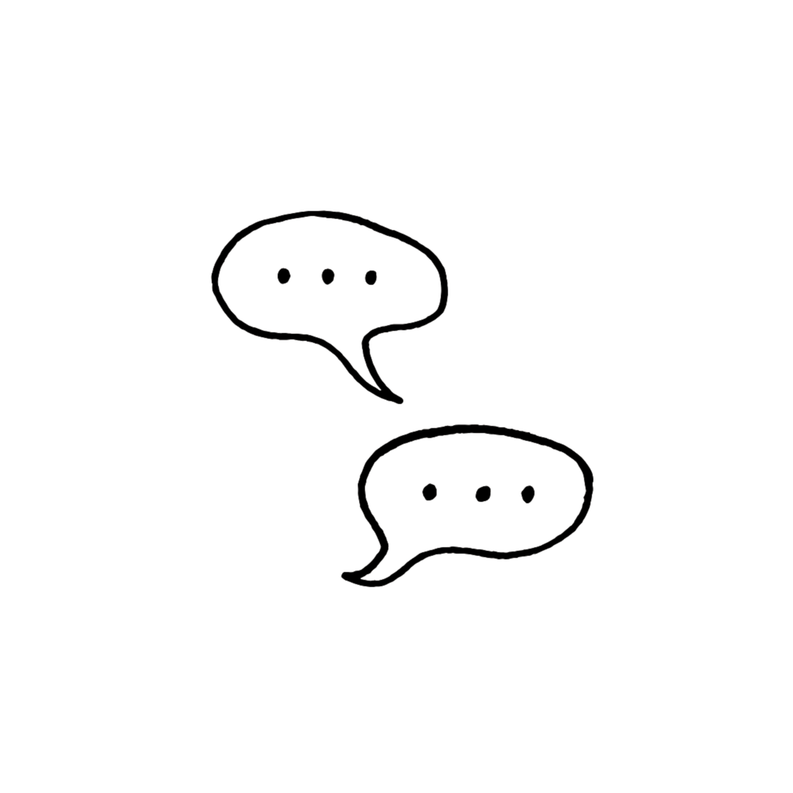 Muse&Flow Miami Art Services Commission Artist Patricia Machin book an artist Two speech bubbles with three dots each, indicating a conversation or dialogue.