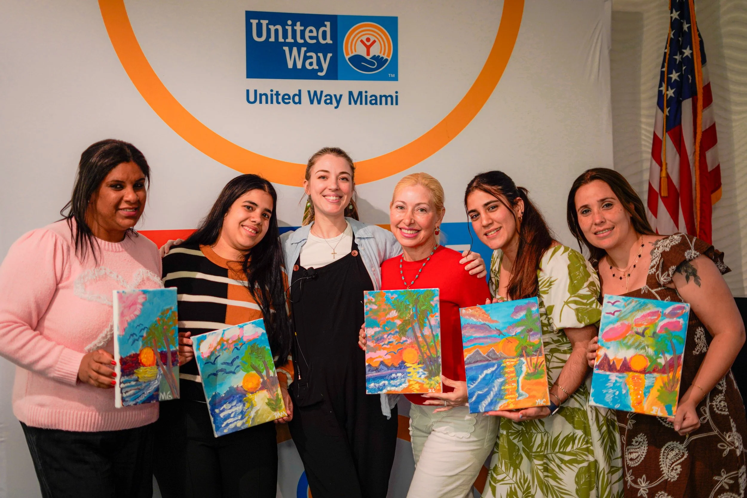 Muse&Flow gallery of creations art piece creative art workshops beginner friendly private events corporate team building Miami Florida United Way