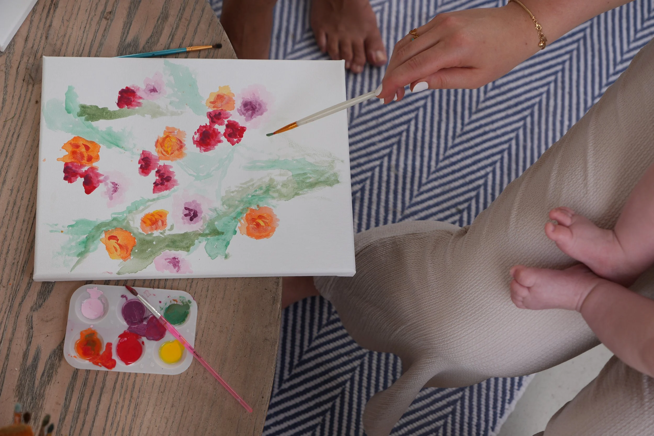 Mother's day watercolor Muse&Flow Miami group personalized paint party kit custom handmade canvas classes best ideas creative activities birthday bachelorette corporate team women gatherings brand activation live artist