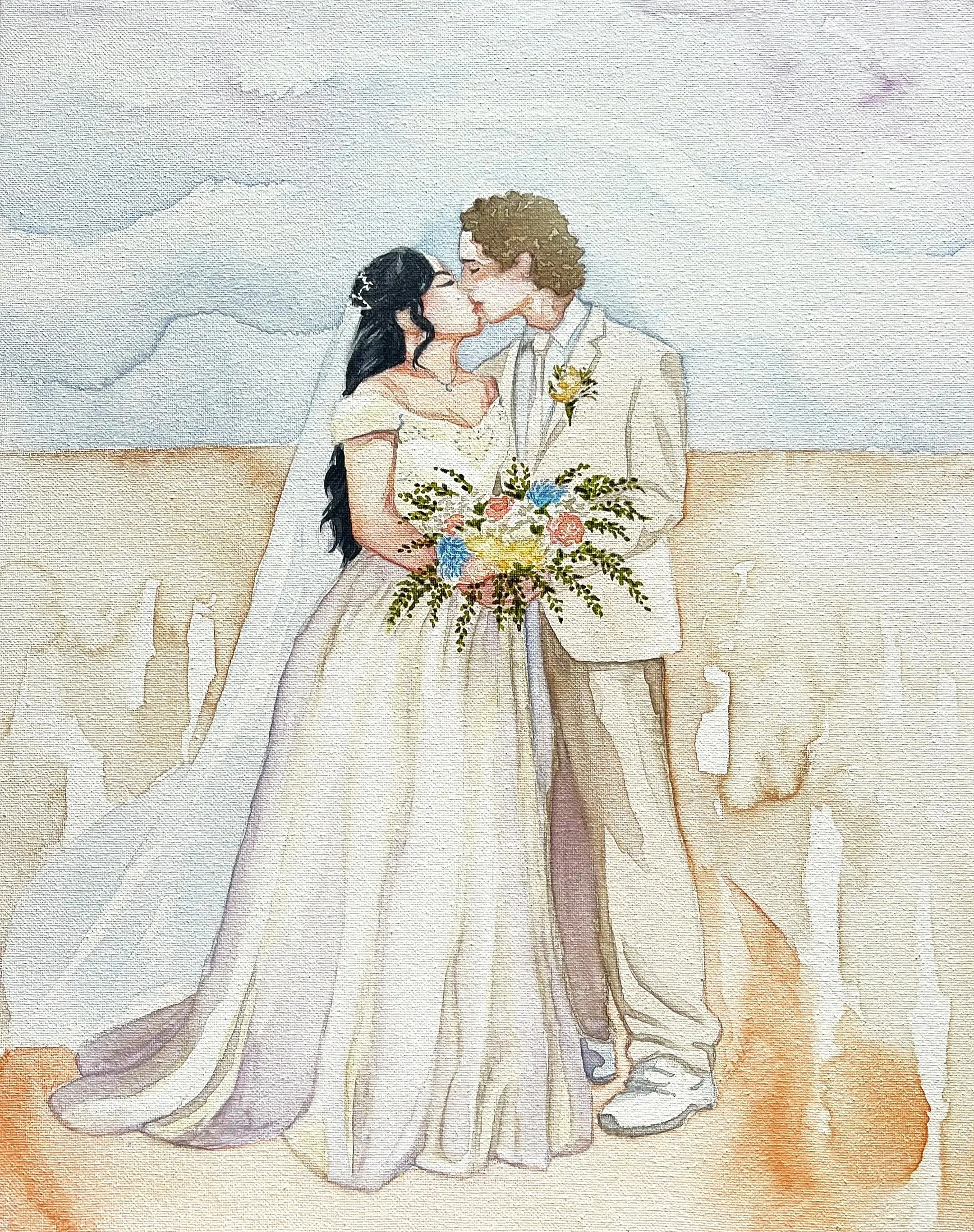 Portrait artist Miami online order freelance design and art commissions for gifts wedding and events live painting watercolor charcoal pencil drawing illustration Muse&Flow Patricia Machin