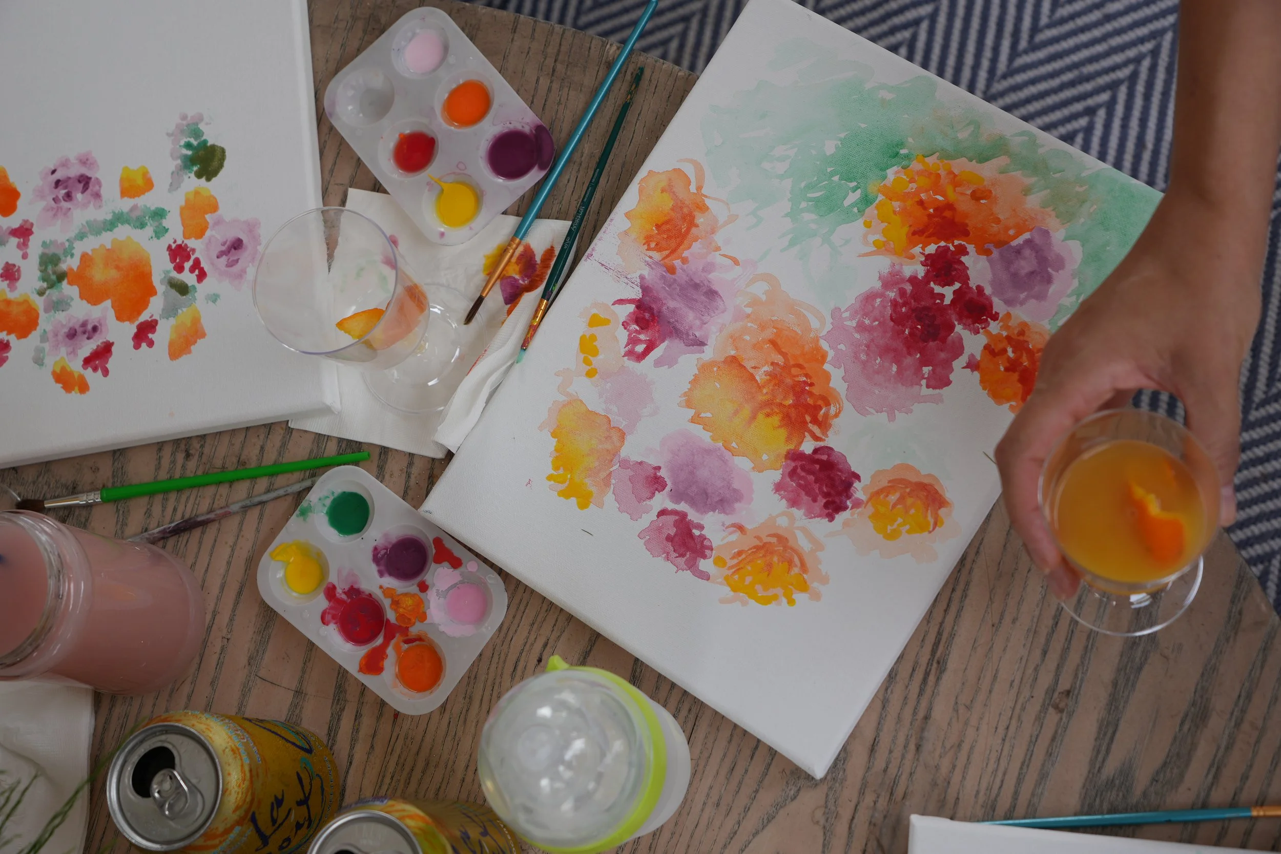 Mother's day watercolor Muse&Flow Miami group personalized paint party kit custom handmade canvas classes best ideas creative activities birthday bachelorette corporate team women gatherings brand activation live artist