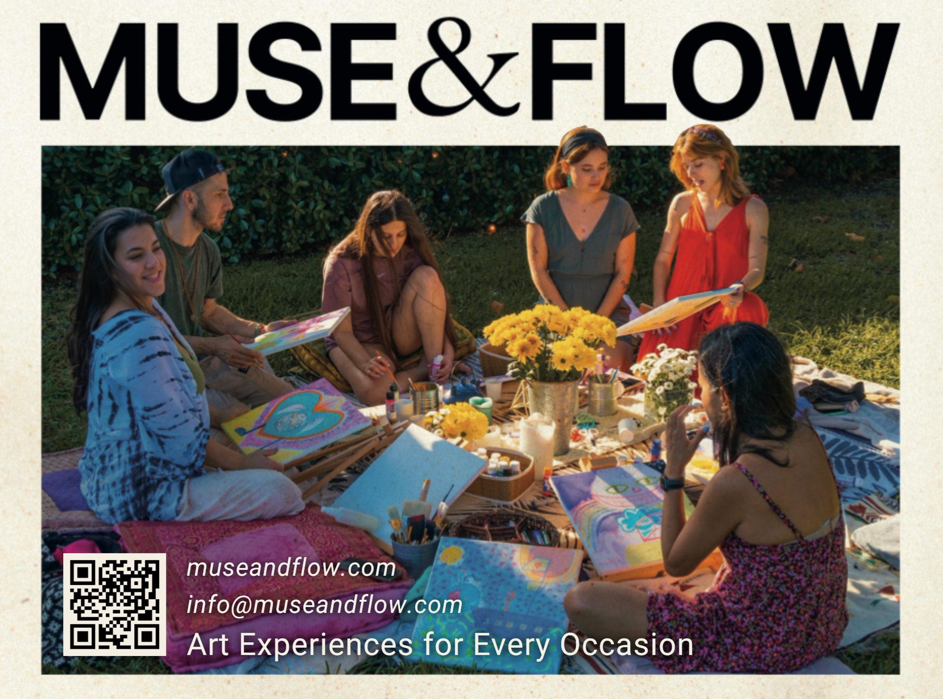 Muse&Flow paint party kit creative art workshops for private events corporate team building Miami Florida