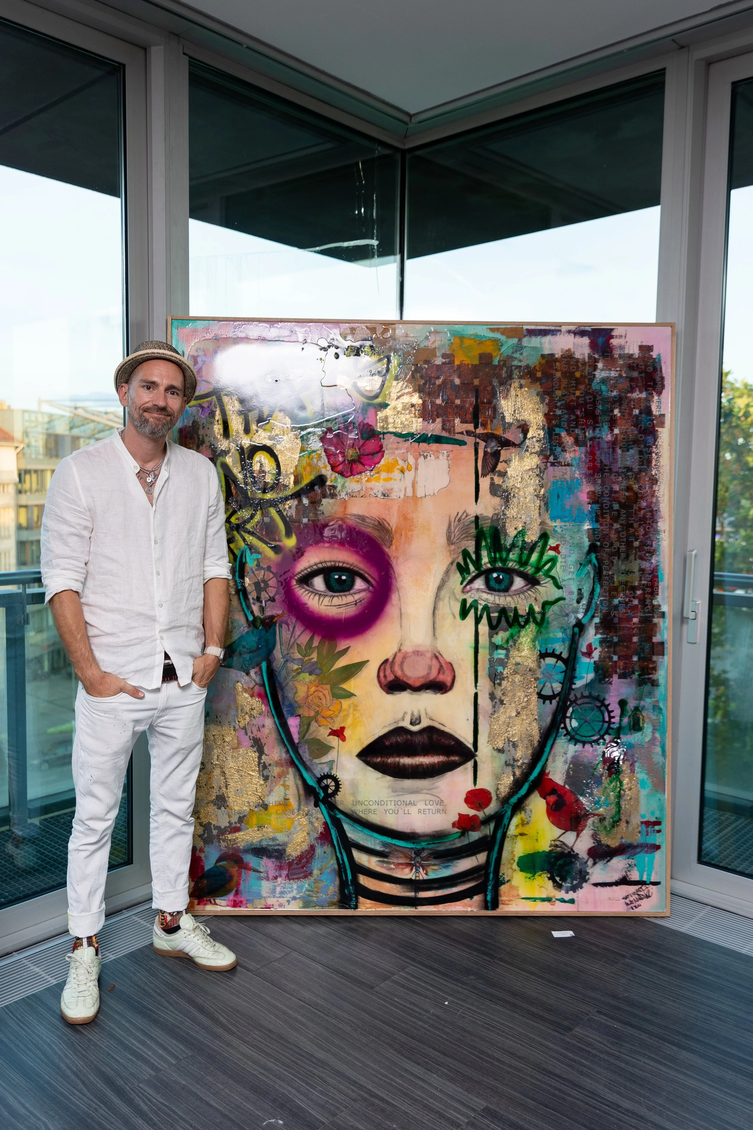 Zeitgenössisches Mixed-Media-Großformat von Maik Nowodworski für kuratierte Räume und exklusive Kunstsammlungen.Iconic large-scale contemporary artwork by Maik Nowodworski combining mixed media painting and immersive visual composition