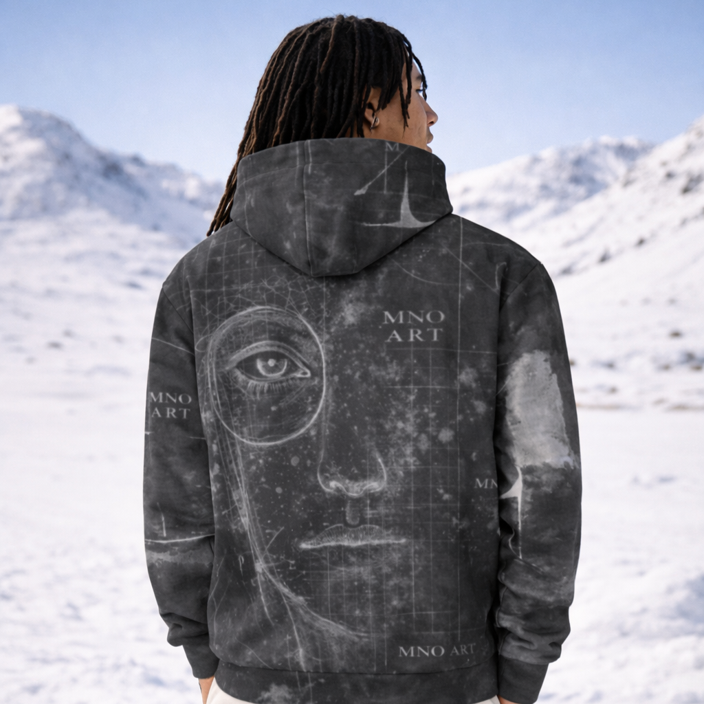 Unisex Hoodie Mono Study FACE OFF-BLACK