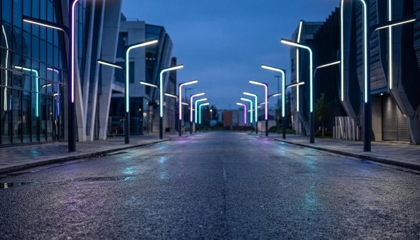 Night street lights environment