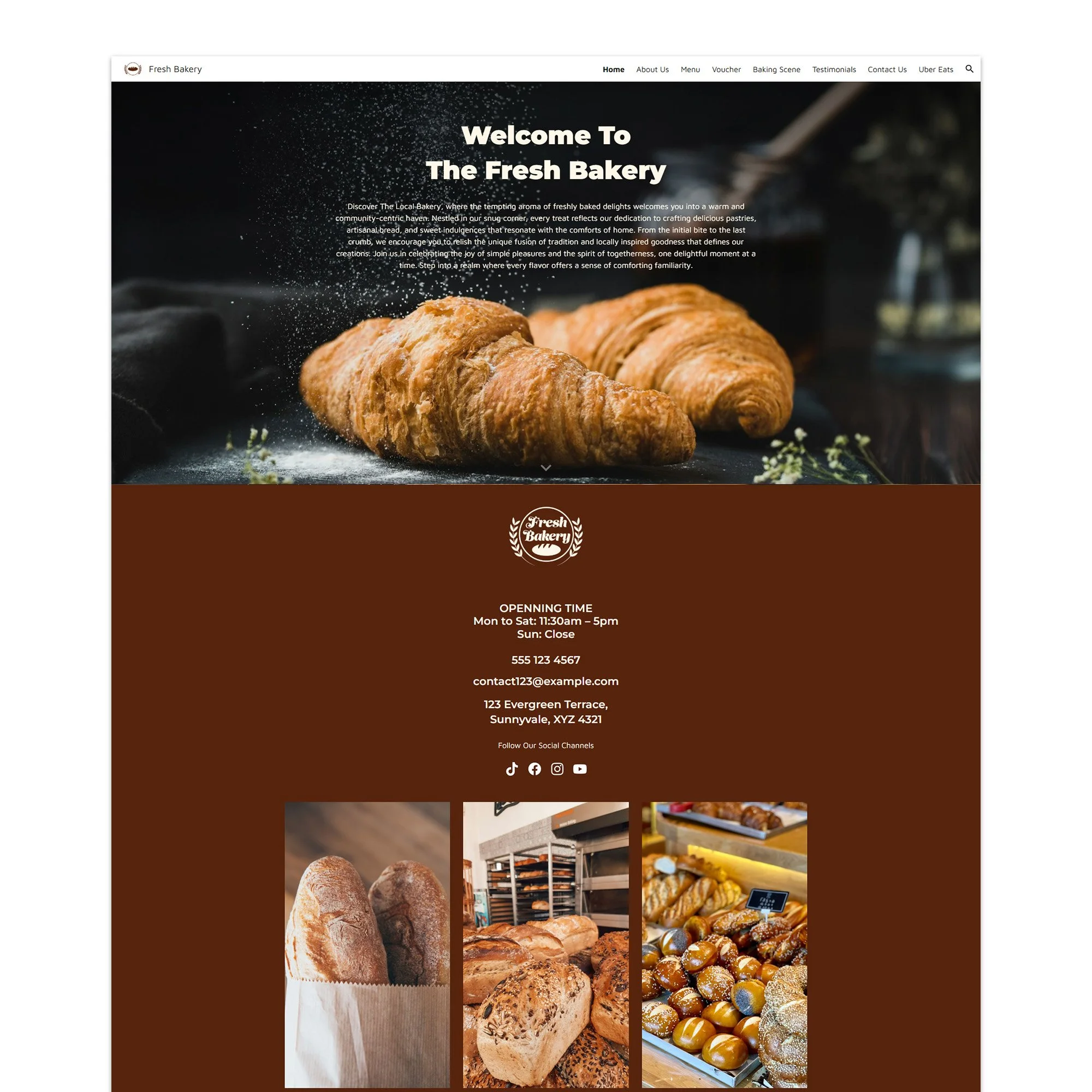 Bakery Google Sites Website Template