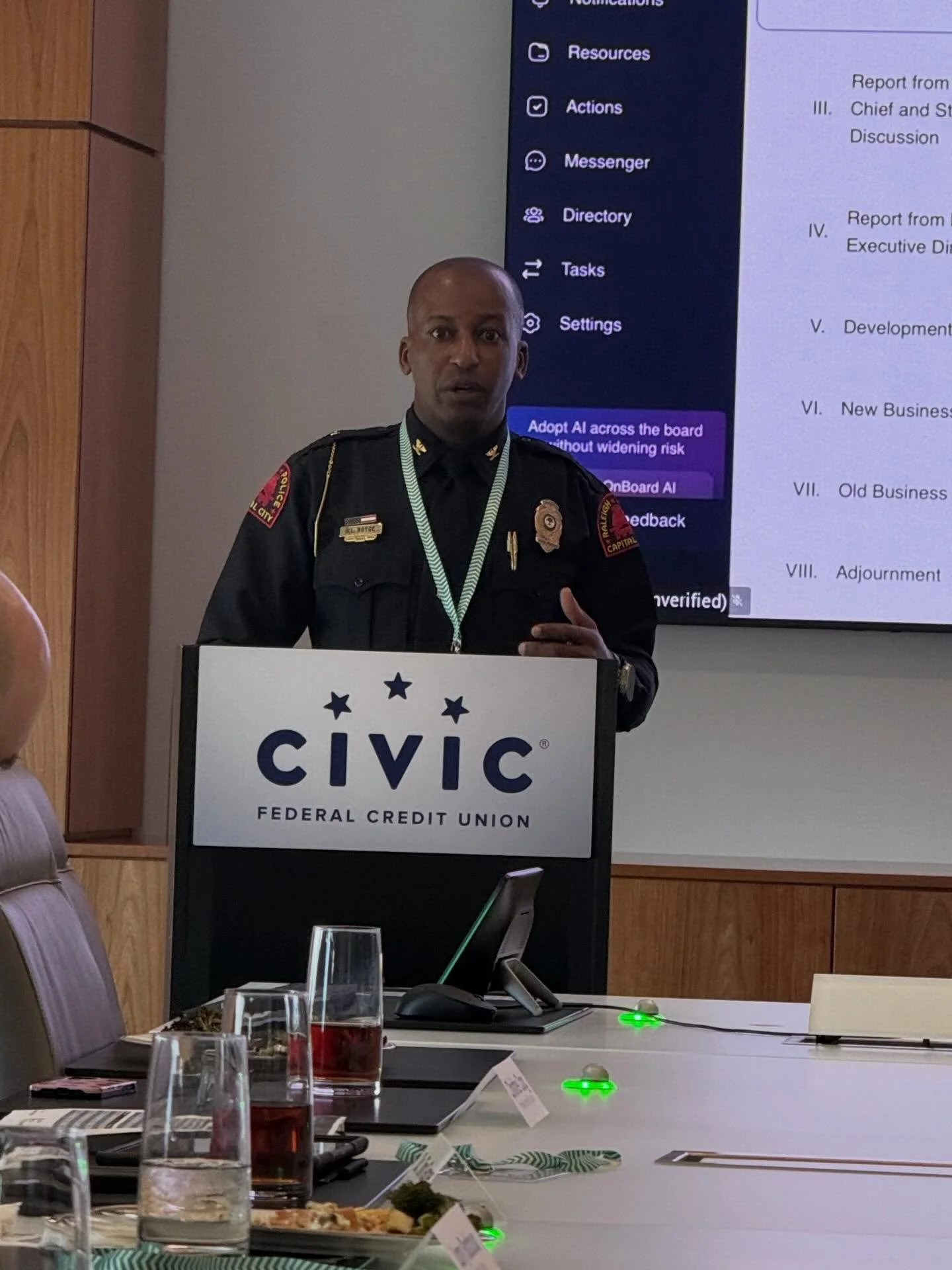 Yesterday was a very productive @raleighpolicefoundation Board Meeting. Chief Rico Boyce always attends our meetings to discuss needs, gives crime updates and engages with our prestigious community leaders that serve on the Board. According to Board 