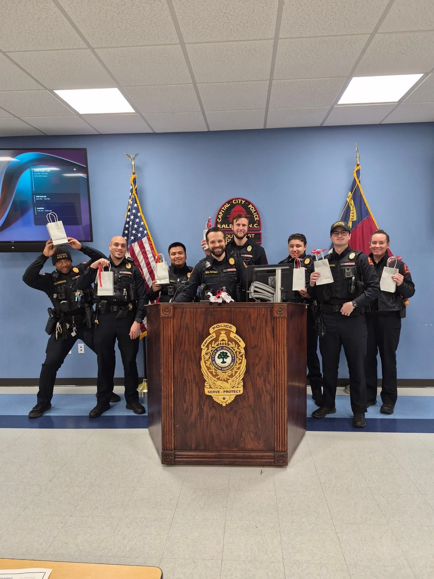 Today we had the honor of handing out holiday gift bags from the Raleigh Police Department Foundation and our incredible community partners to RPD officers and staff. 

It&rsquo;s a small gesture, but one filled with immense gratitude for the tireles