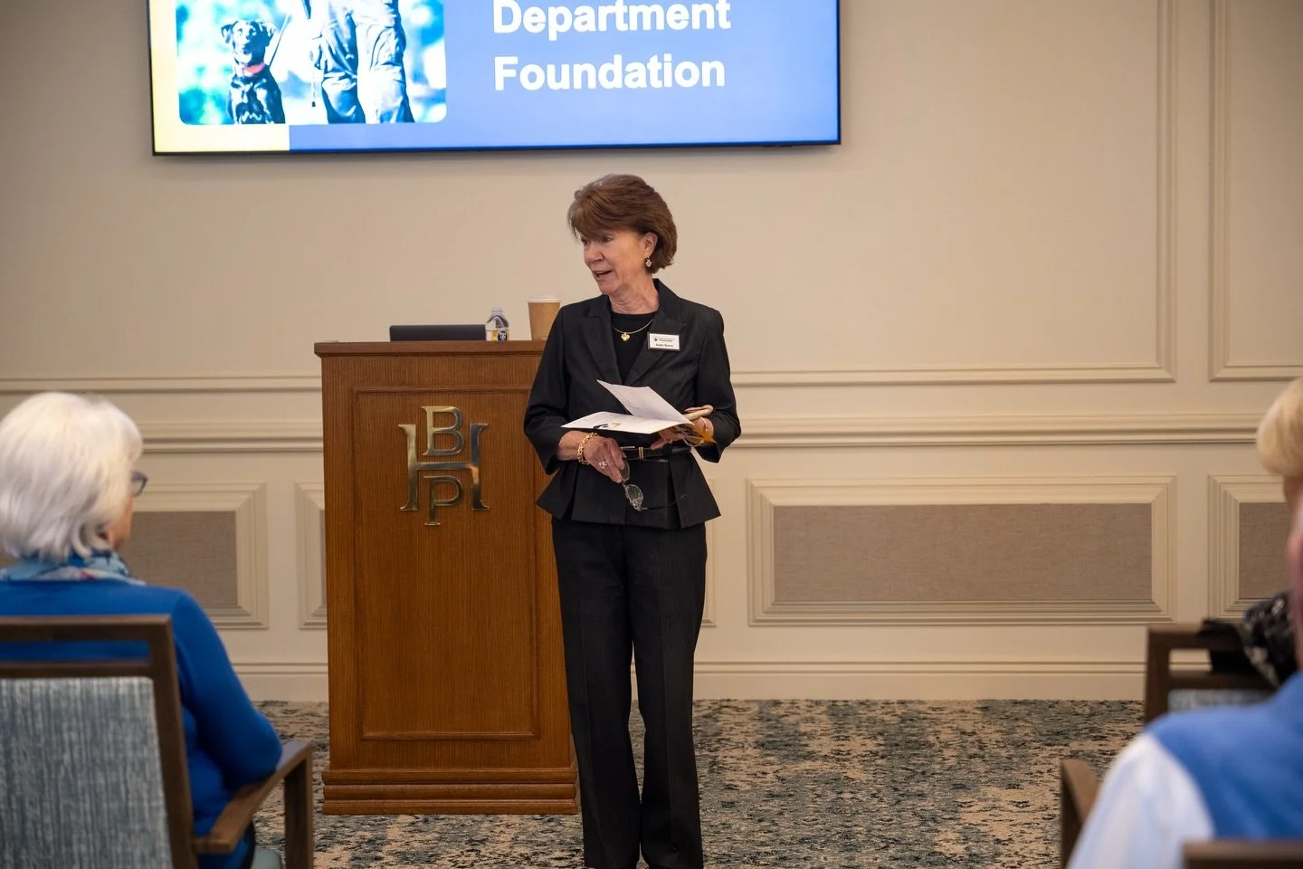 This afternoon, Executive Director of the Raleigh Police Department Foundation, Kathy Brown, gave a presentation about the Foundation&rsquo;s mission and initiatives to residents of Hayes Barton Place.

She was joined by RPDF Board Member Judy Zelnak