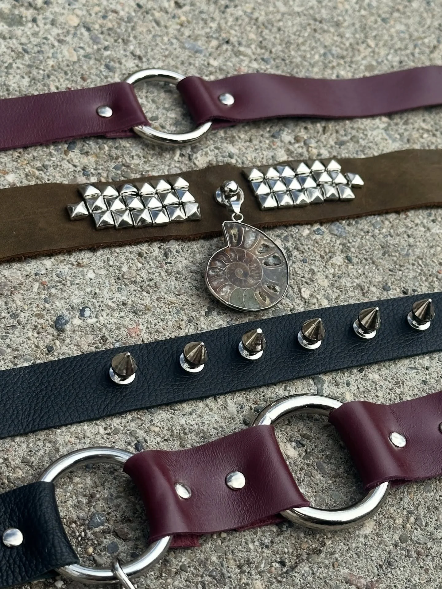 I&rsquo;ve been making a whole ton of stuff lately and selling it at @publicbutter and @blackmarket_underground without photographing it my bad guys 

Anyway here&rsquo;s some chokers I made yesterday that will be in the black market cabinet today!