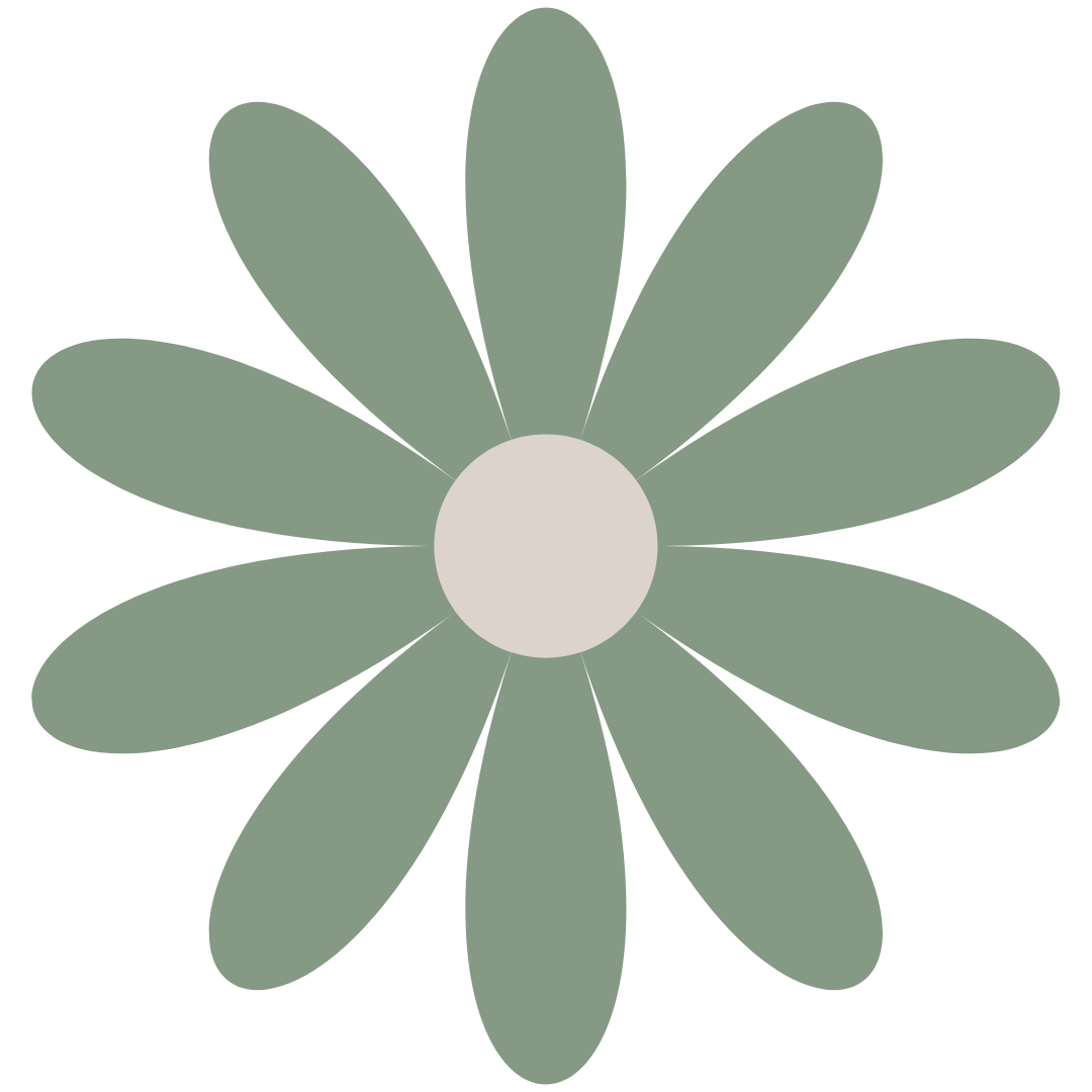 Abstract floral design with green petals and a beige center