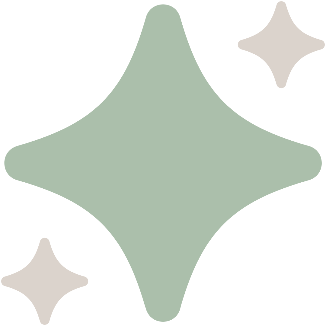 Green star-shaped abstract design with smaller beige stars on a black background.