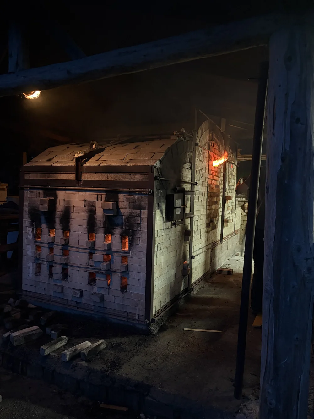 Wood kiln during ceramics training in Italy