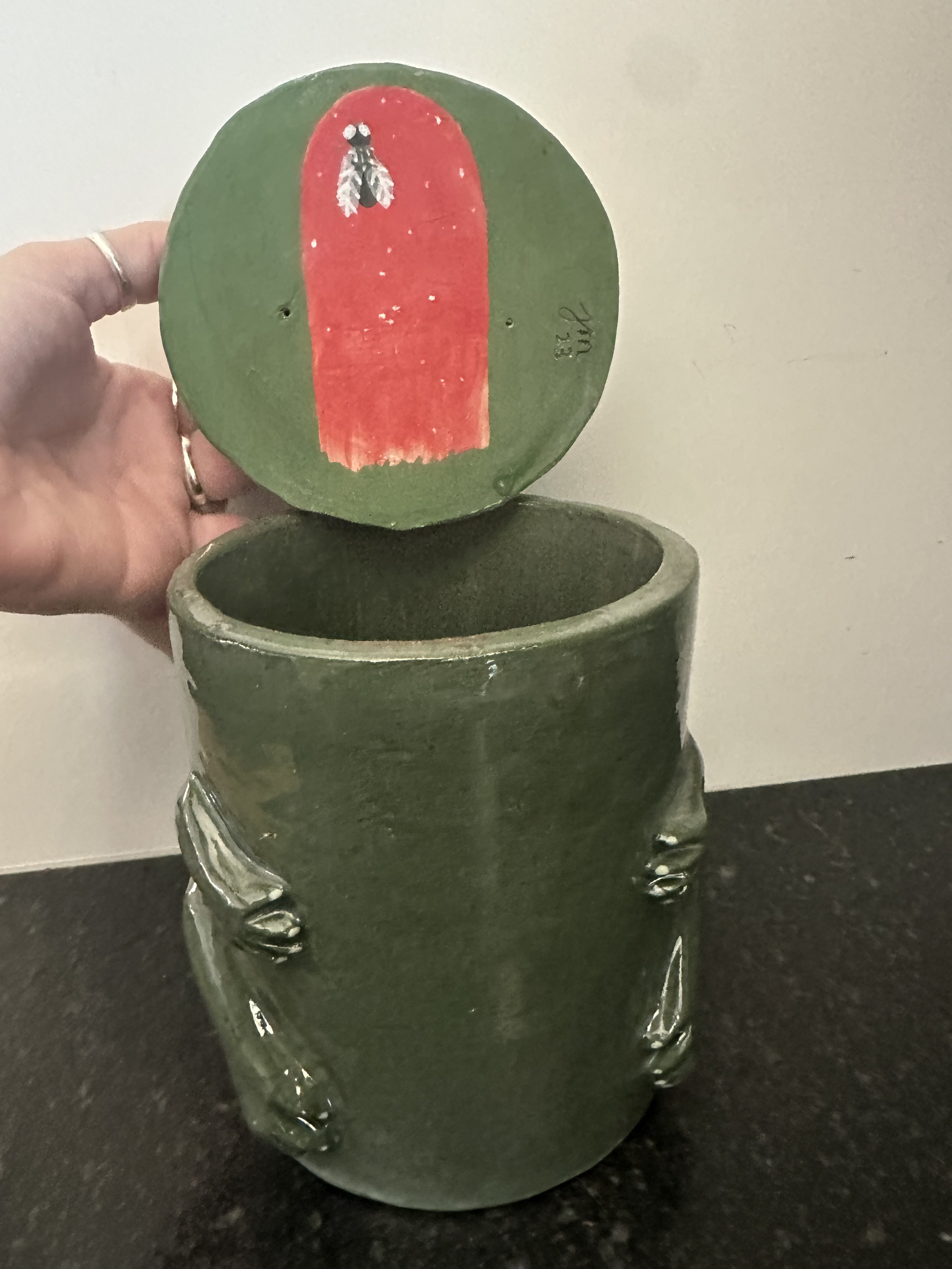 Frog Cookie Jar (Inside Lid Detail)