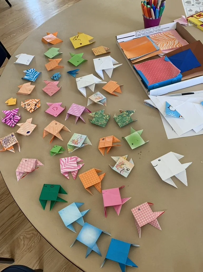 At our church in Massachusetts, we set up a table for fish folding at social hour. We care about clean water and know how important the Great Lakes are! We were glad to send 150 origami fish to help publicize the dangers of Line 5. - Polly