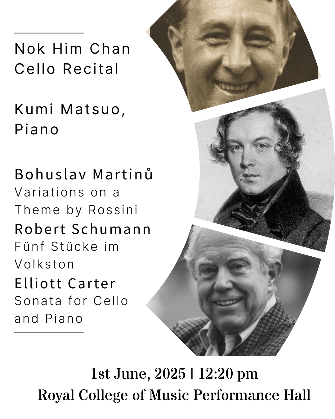 Nok Him Chan Cello Recital: Martinů, Schumann and Carter