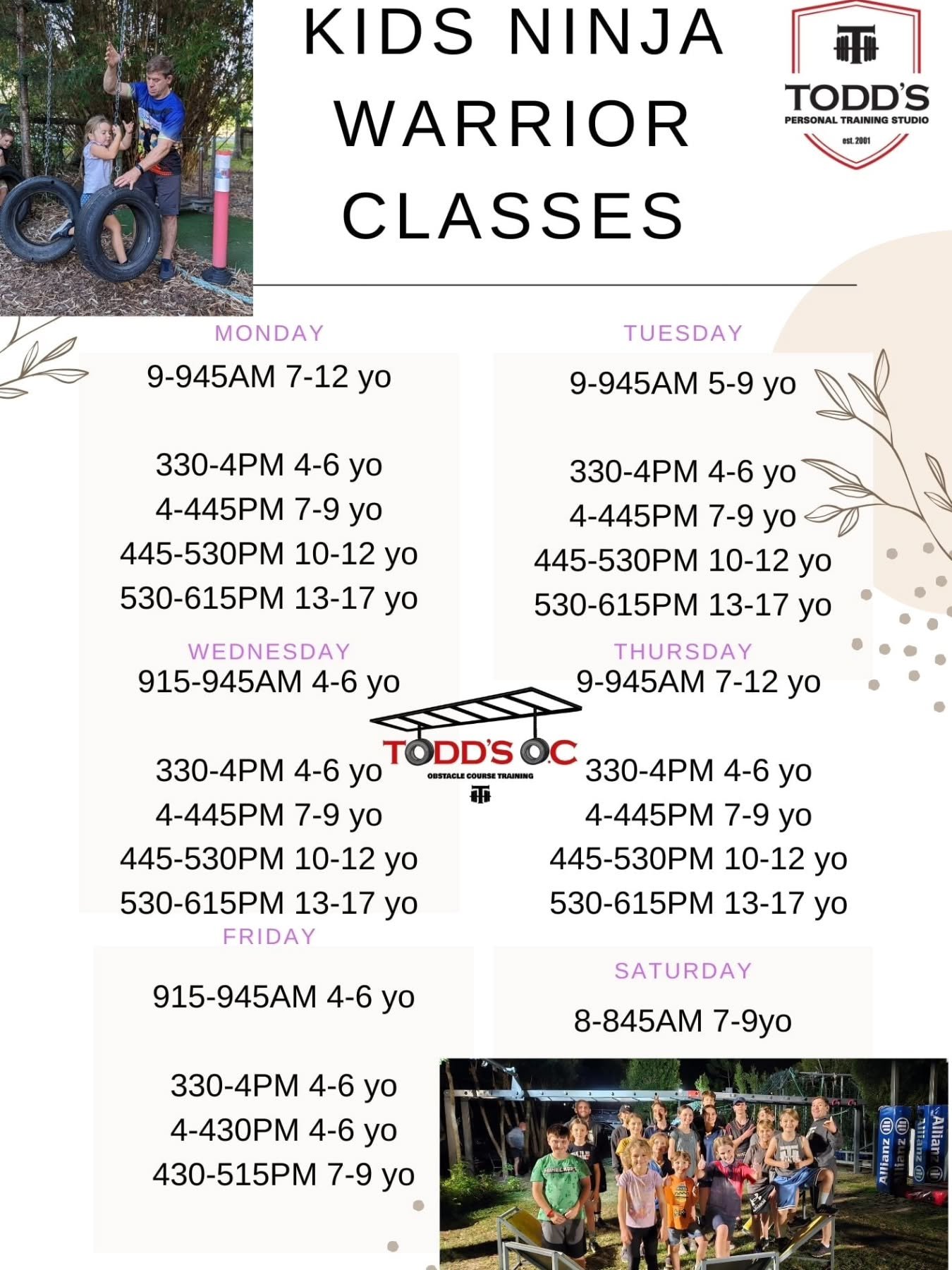 Located in Burpengary East! Kids Ninja Warrior classes for ages 4 and above. Morning Home school classes, afternoon classes and Saturday morning. 

This is the place where kids get to learn new skills, burn a heap of energy, make some friends and hav