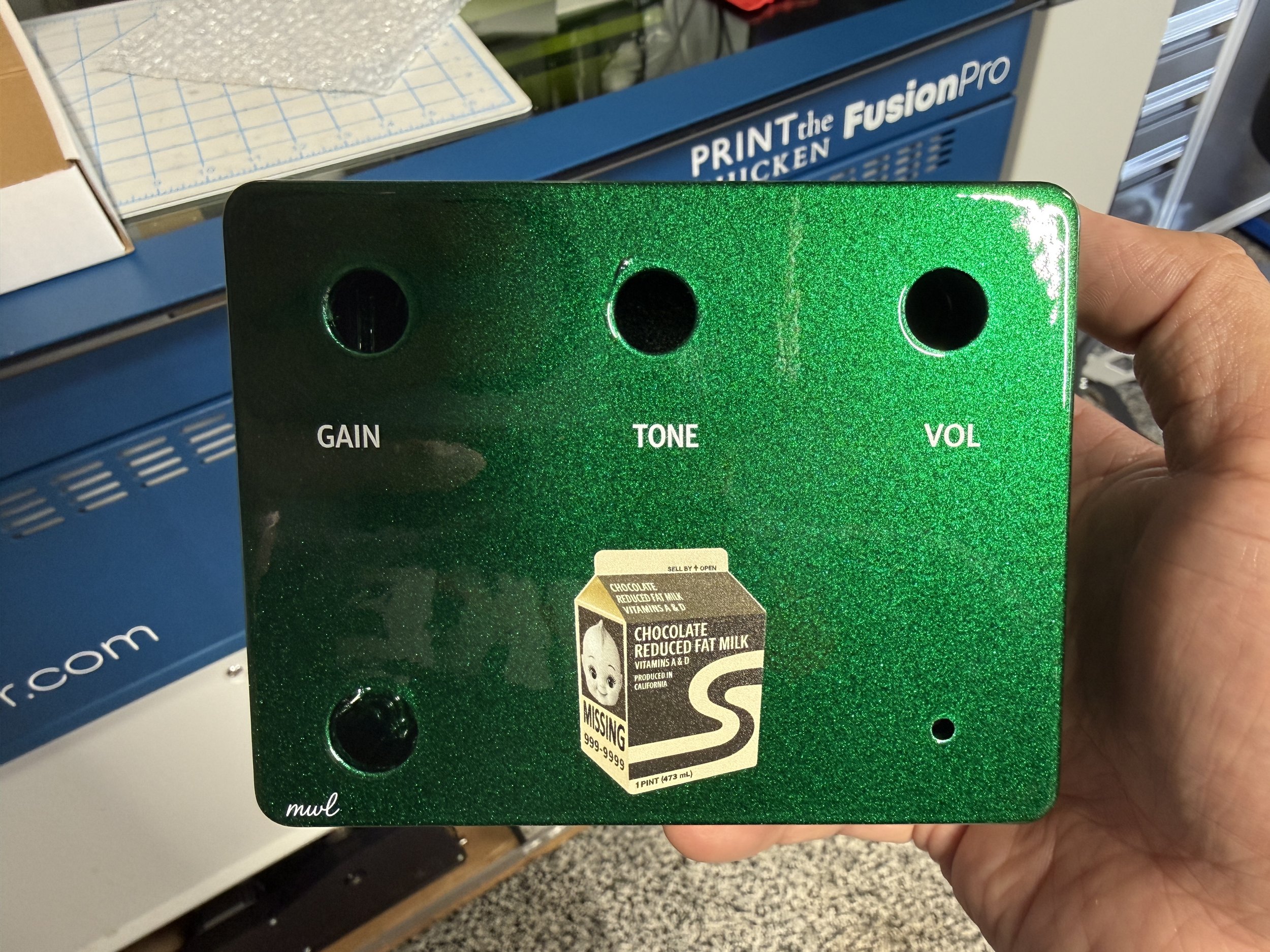 UV Printed Logo onto Guitar Pedal Box