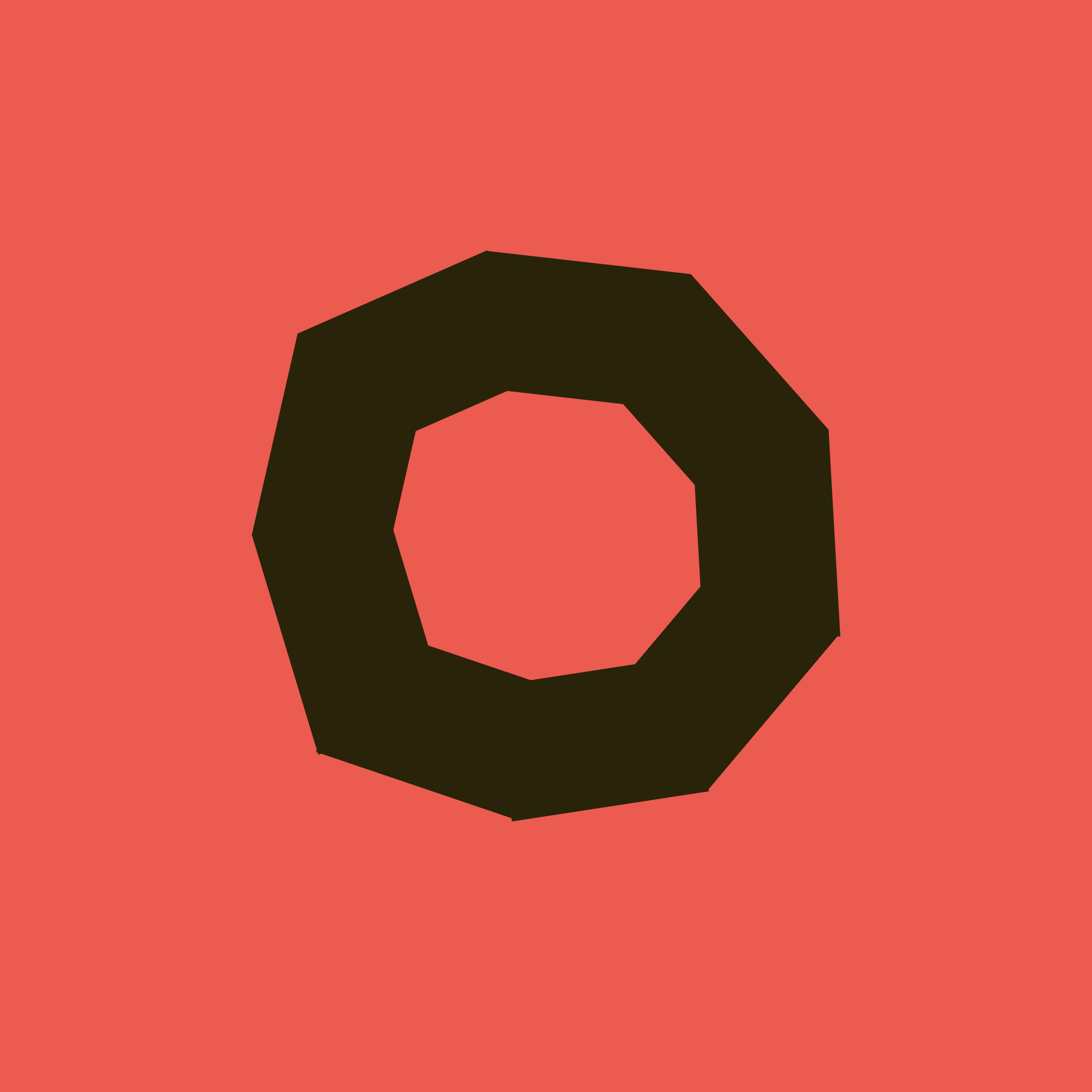 Forma geométrica de um hexágono preto em um fundo coral