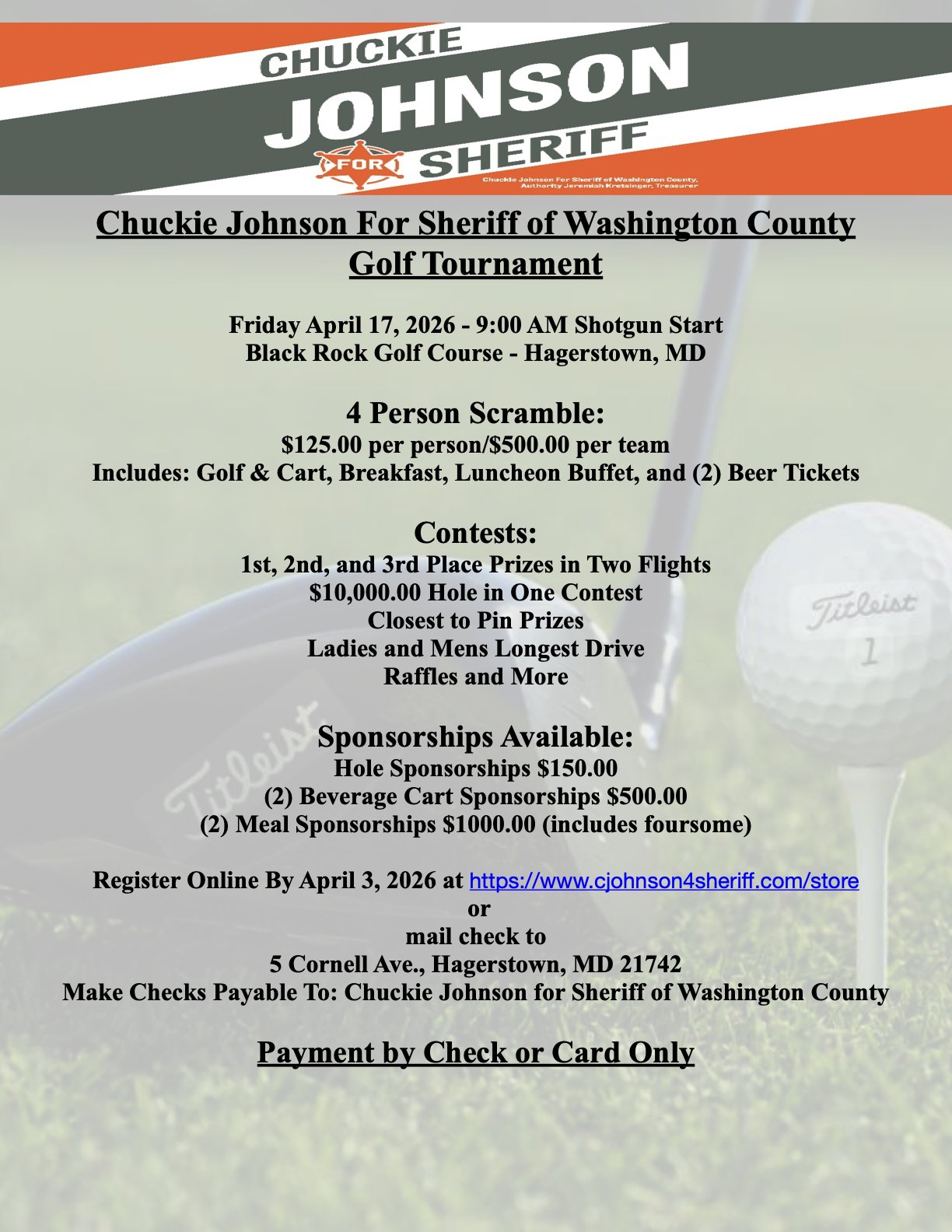 Fundraiser Golf Tournament (Team Signup)