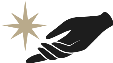 somatic inquiry graphic with a hand gently holding a twinkling star