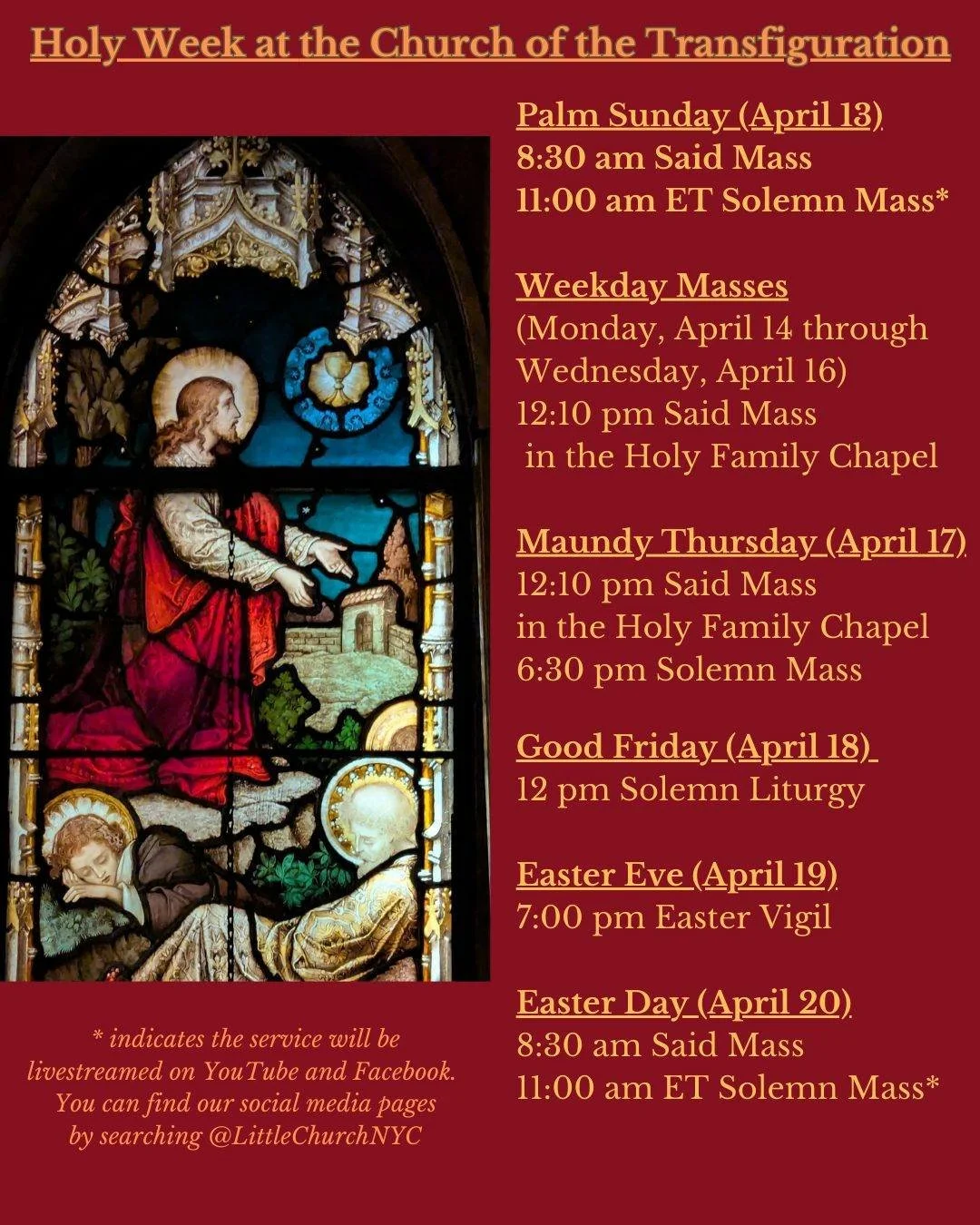 We invite you to worship with us during Holy Week!