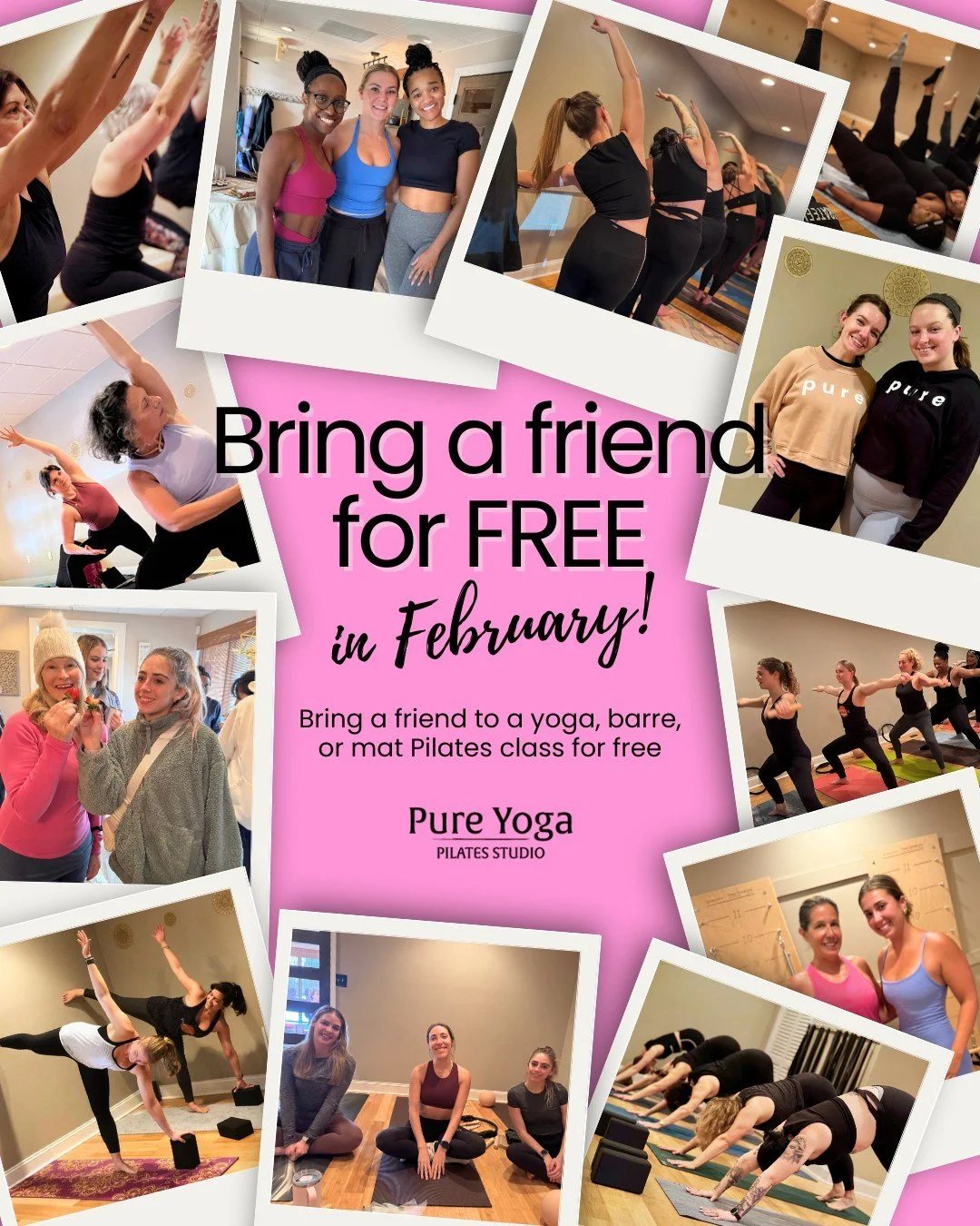 💕 February is the perfect month to spread love and positivity, and what better way to do that than by sharing your passion for Pure Yoga with a friend? This February, we&rsquo;re excited to offer a special promotion: Bring a Friend for FREE!  Grab y