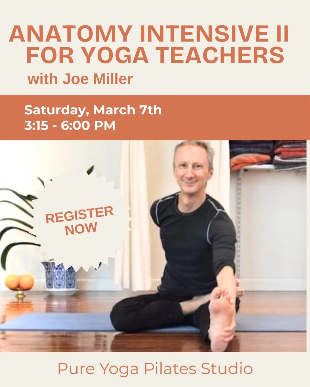 Joe is back on March 7th with Anatomy Intensive 2! If you're a yoga teacher or aspiring to be one, this course will cover the lower limbs and pelvis. Take this course to take a closer look at the bones and muscles and how they intersect in yoga. 

Si