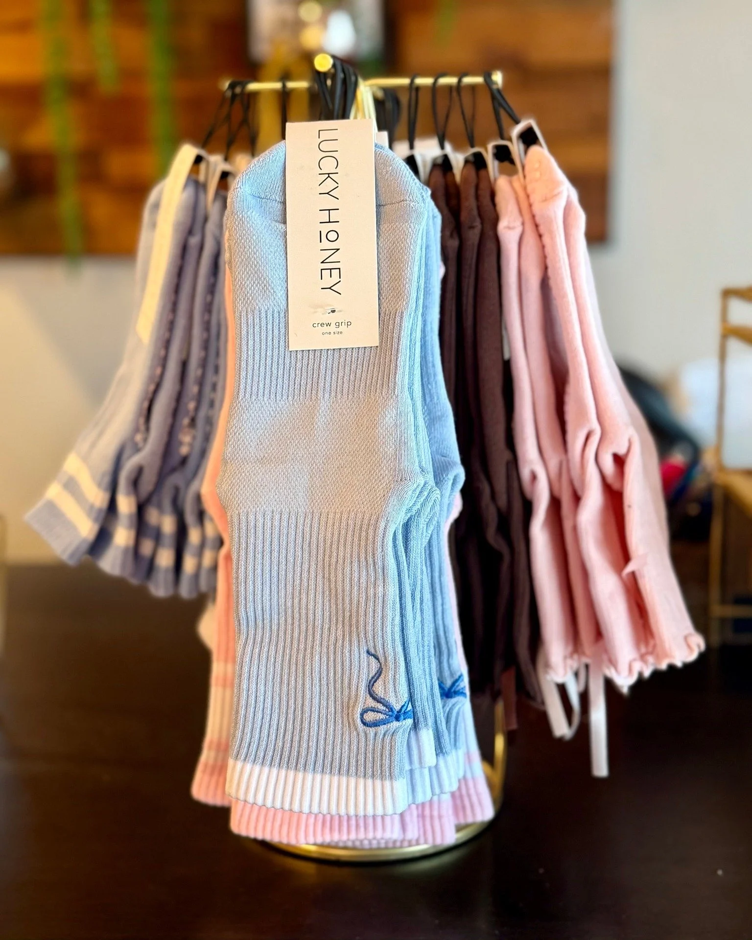 The restock you have been waiting for - new @luckyhoneystyle grip socks are here!! The cutest new styles are now available in the studio. Perfect for Pilates, Barre, and beyond. 🎀