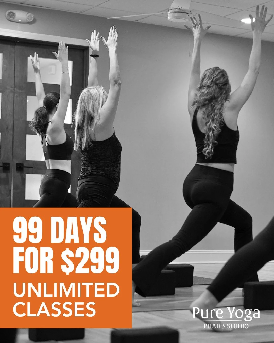 🔥 4 DAY SALE! 🔥

We are offering 99 Days of Unlimited Classes for $299 for the Summer!
Sign up by June 1st to take advantage of this exclusive offer! We can't wait to see you this summer on your mat. 

*new clients only or returning clients