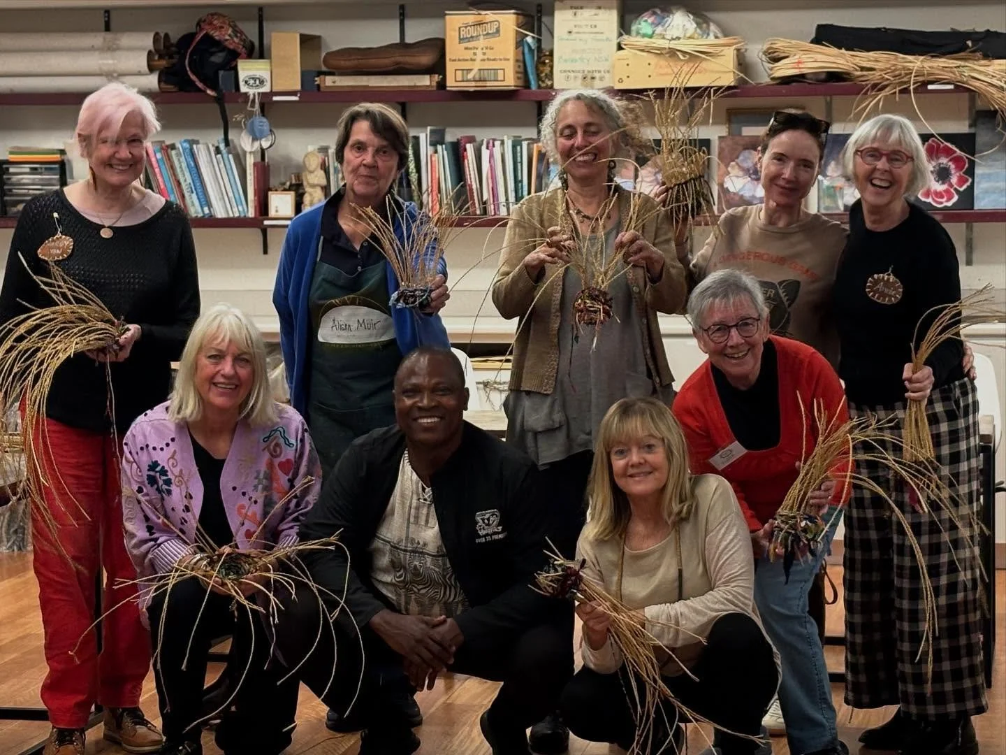 On the 4th May we had a fantastic basket making workshop led by Godwin Yidana from Ghana. @godwinyidana He bought along twined elephant grass which is imported from Ghana and lots of recycled materials. He showed us the Bolga basket technique which h