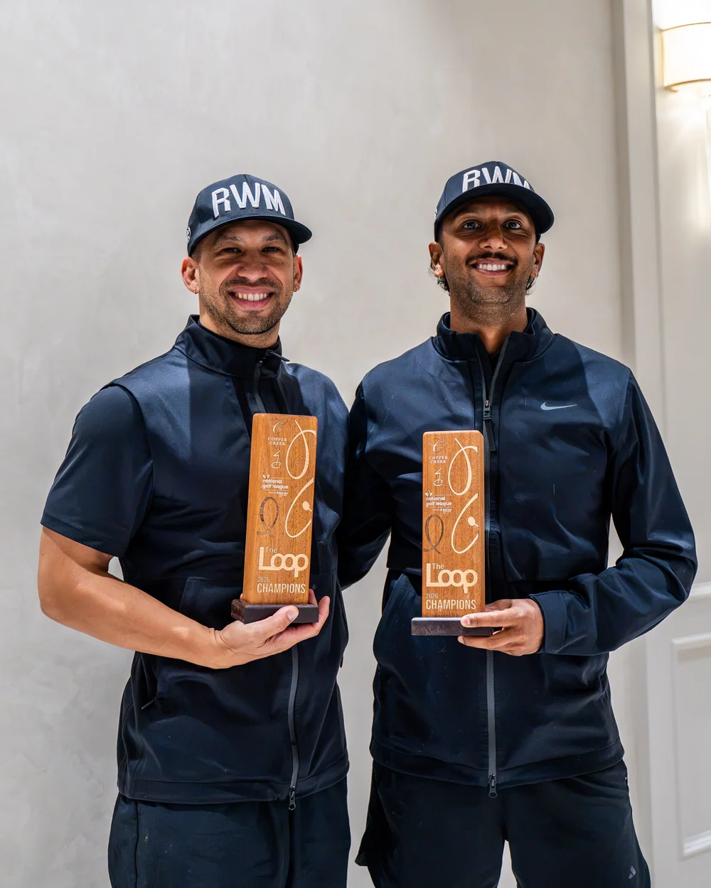Alyshahn Kara-Virani and Jonathan Tomines with their Caddi Signature trophies