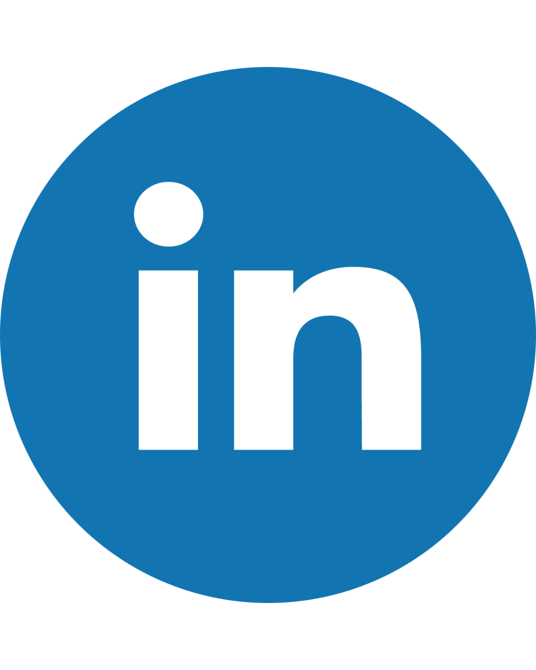LinkedIn logo with white letters 'in' on a blue circular background