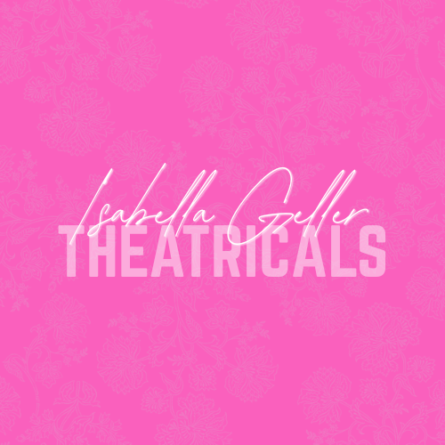 Pink background with white cursive text 'Isabella Culler' and bold white text 'THEATRICALS'.