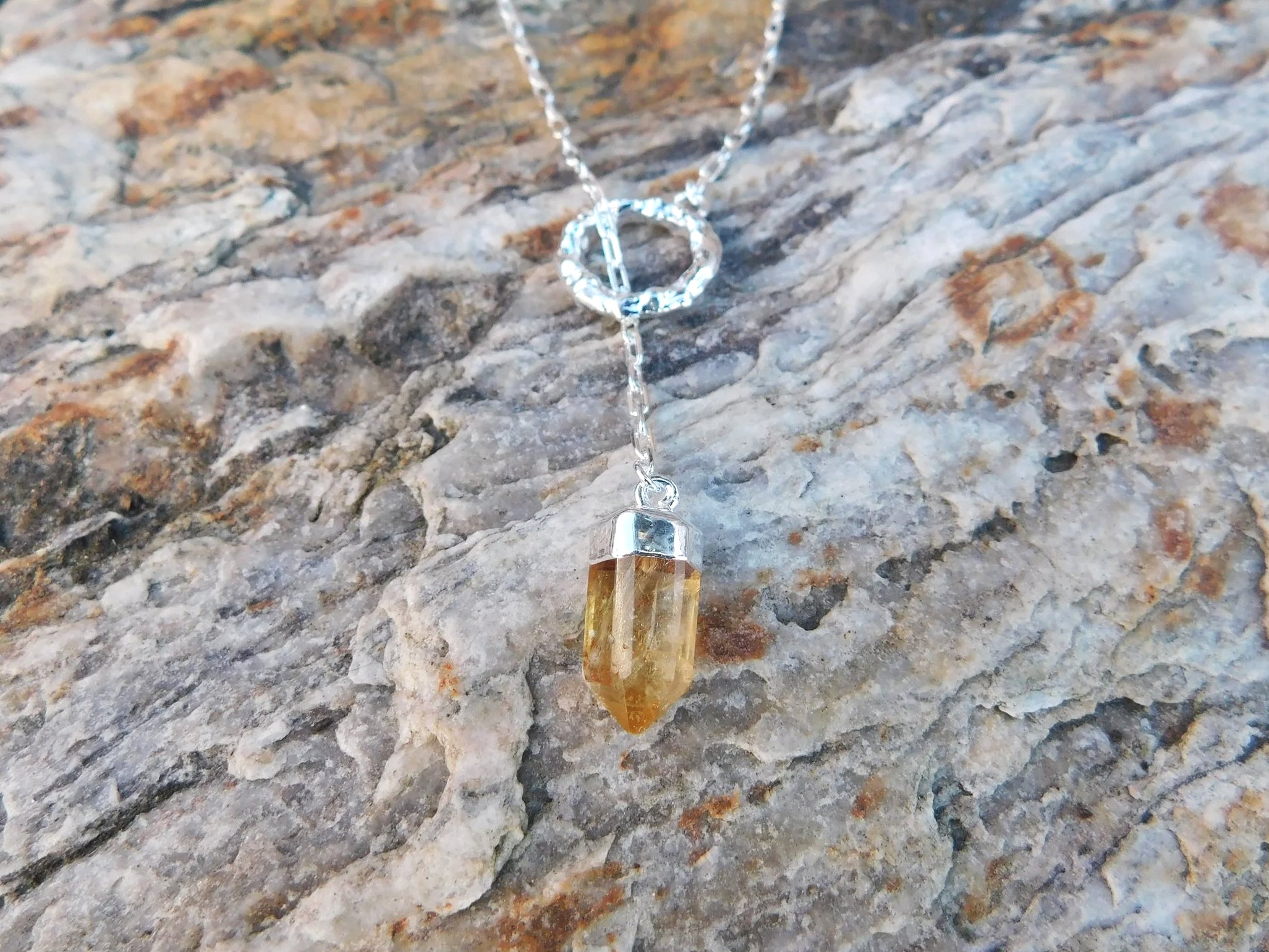 Threaded Citrine Point Pendant