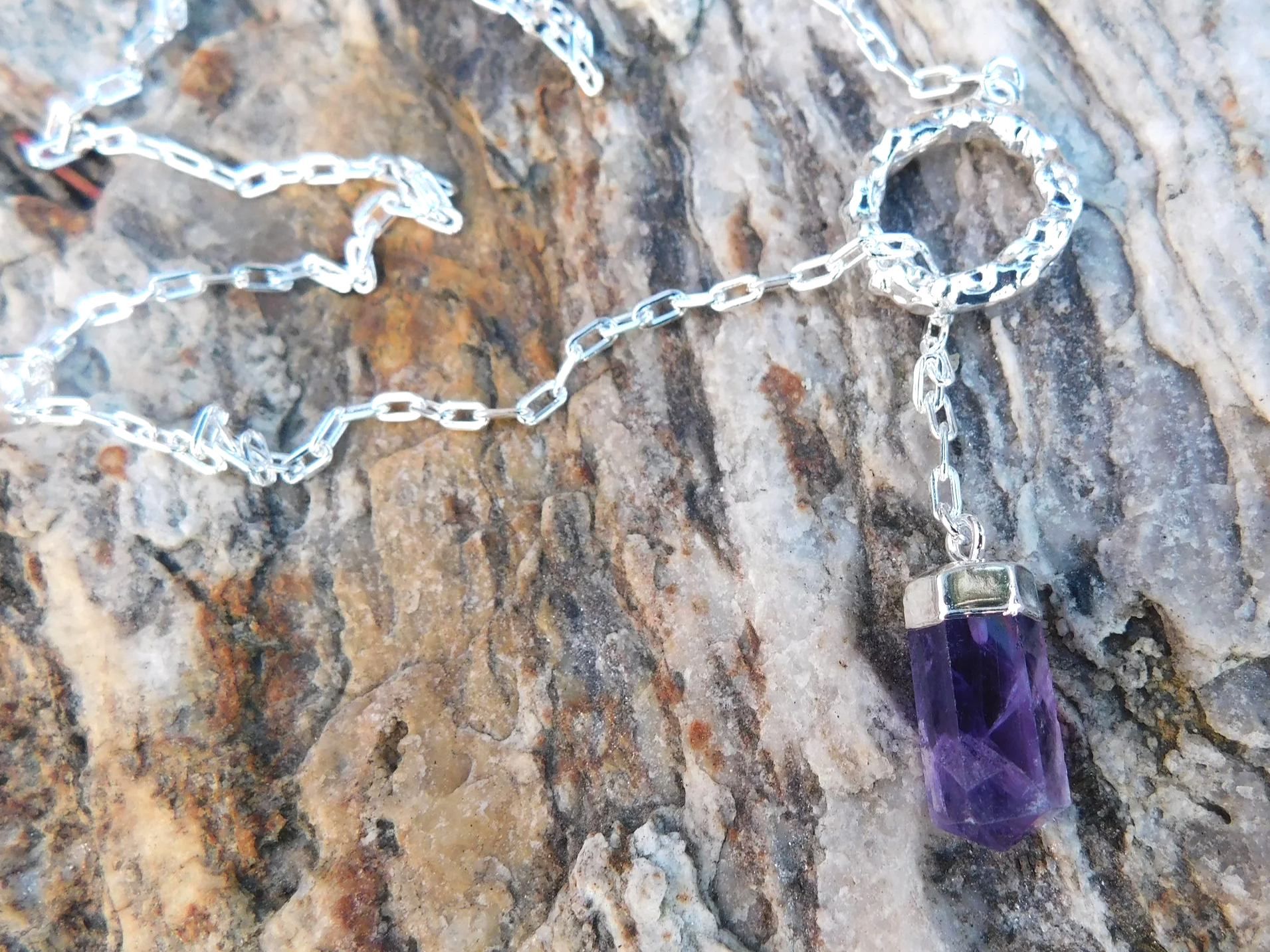 Threaded Amethyst Point Pendant