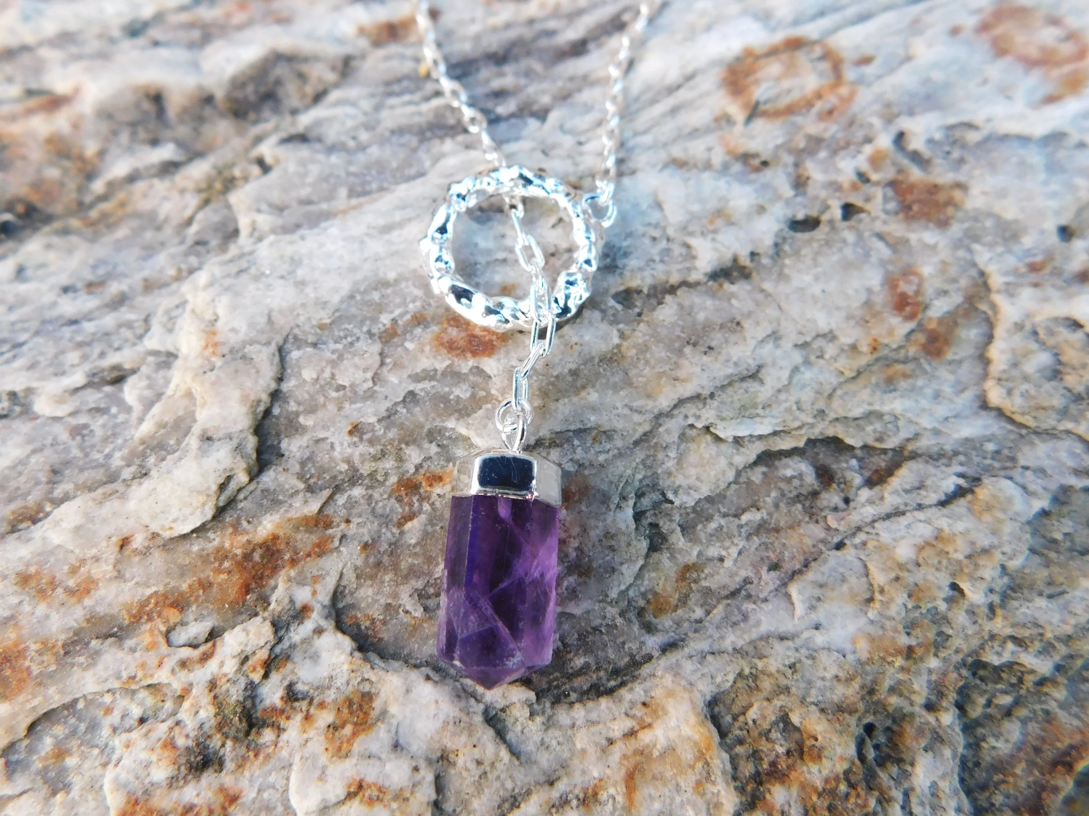 Threaded Amethyst Point Pendant