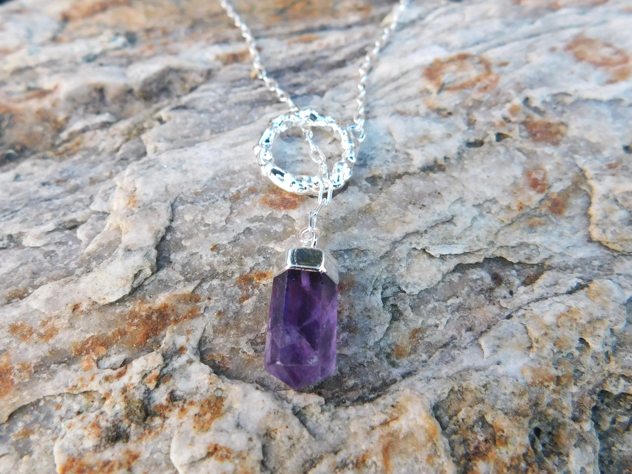 Threaded Amethyst Point Pendant