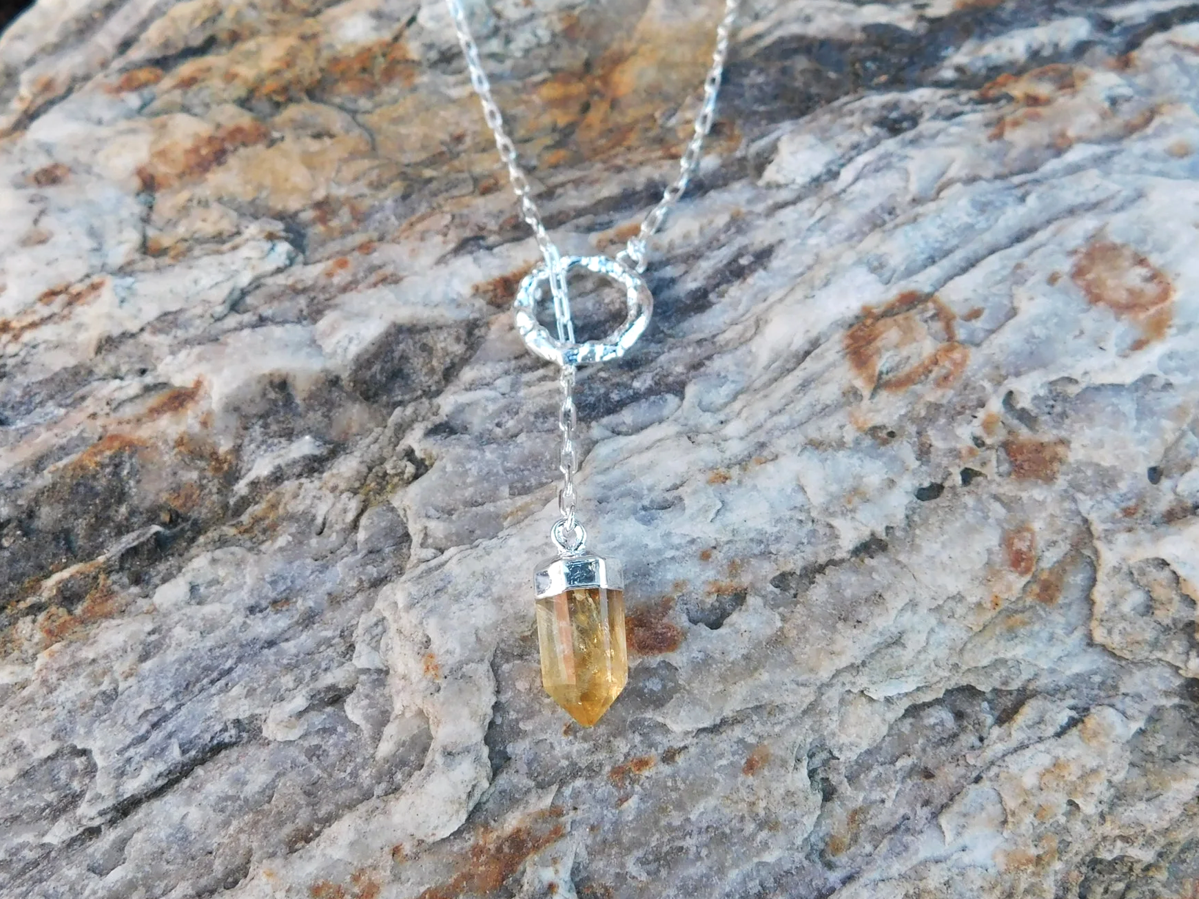 Threaded Citrine Point Pendant