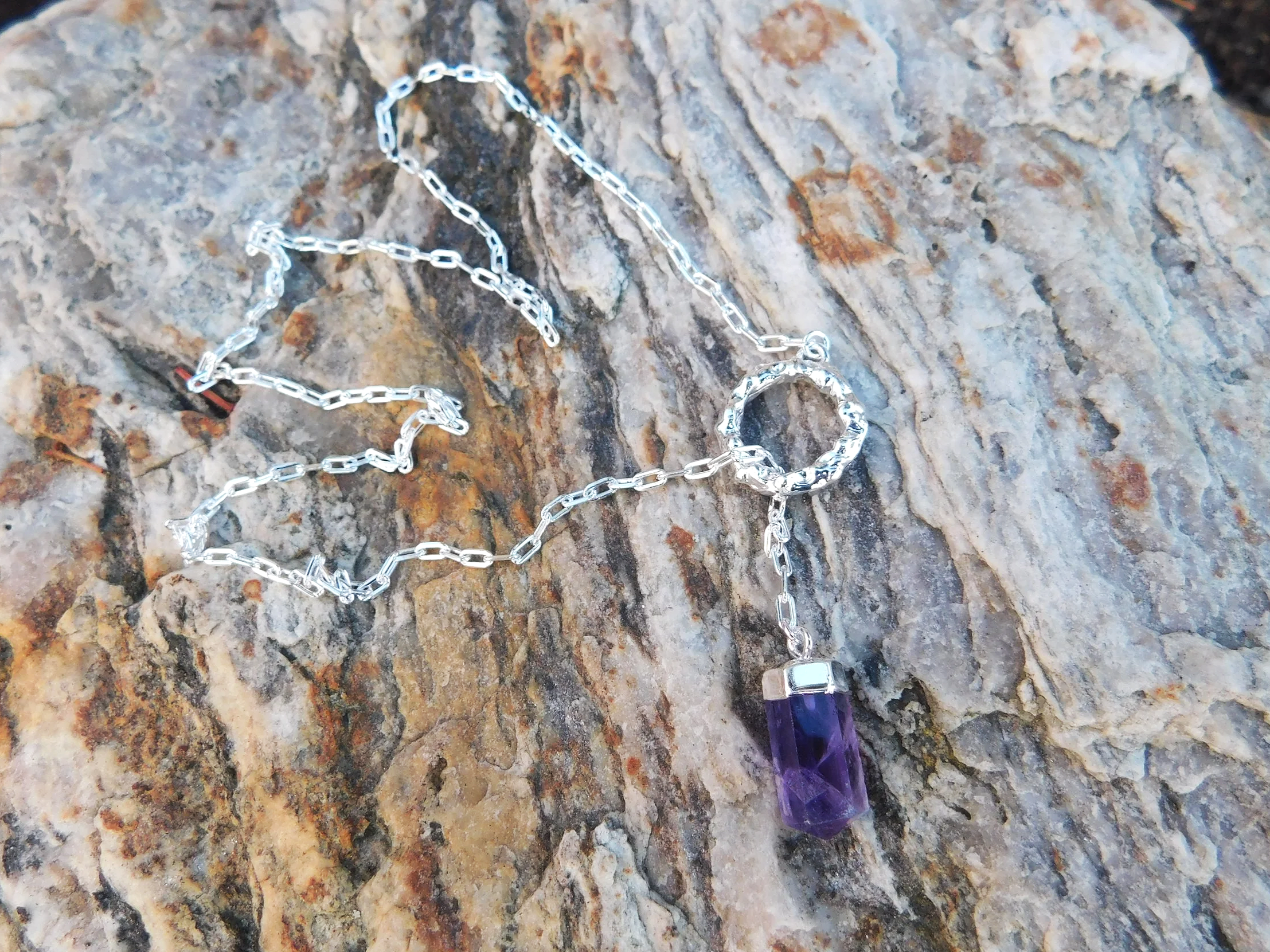 Threaded Amethyst Point Pendant