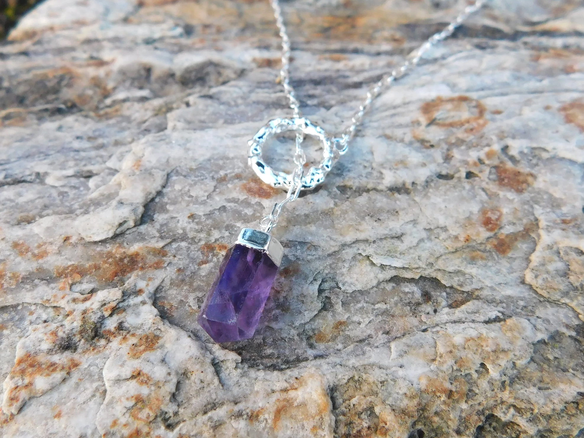 Threaded Amethyst Point Pendant