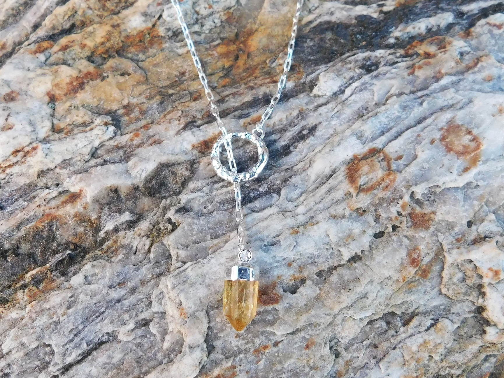 Threaded Citrine Point Pendant