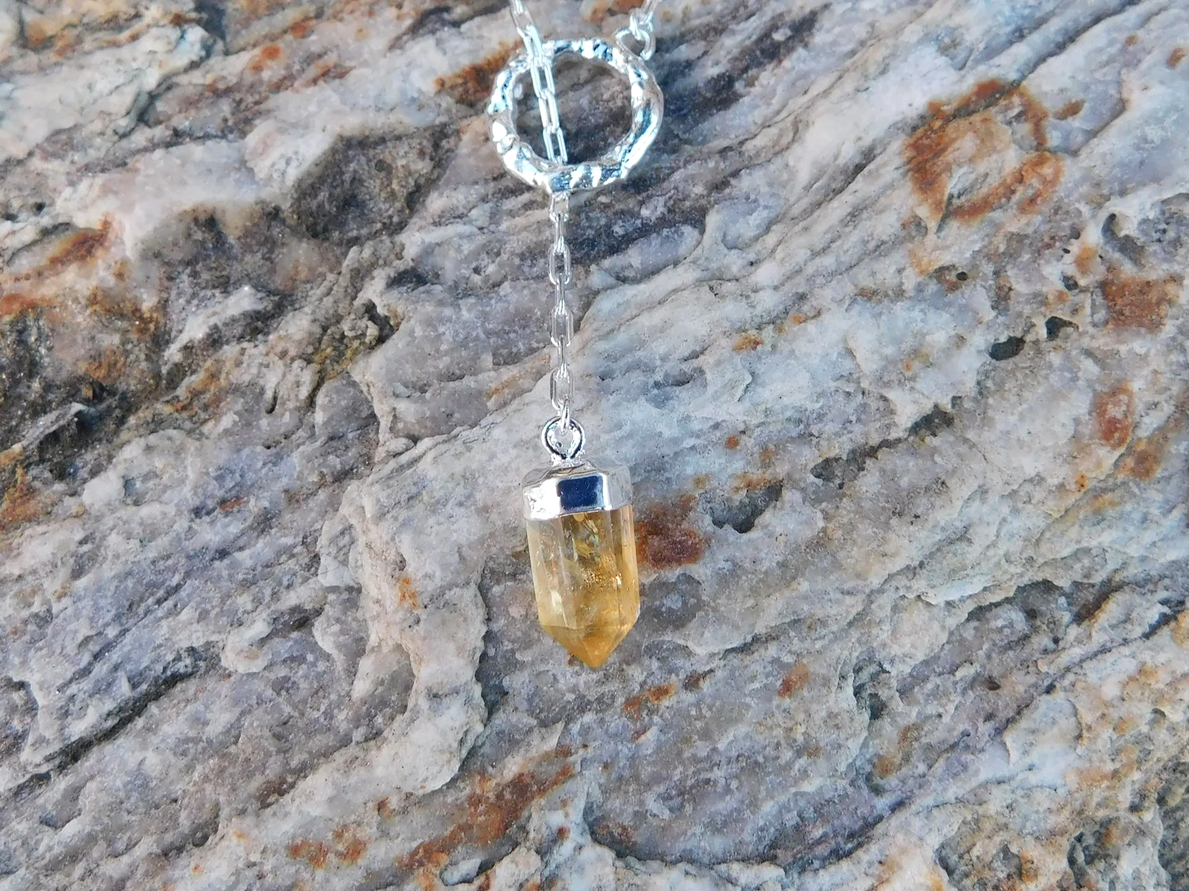 Threaded Citrine Point Pendant