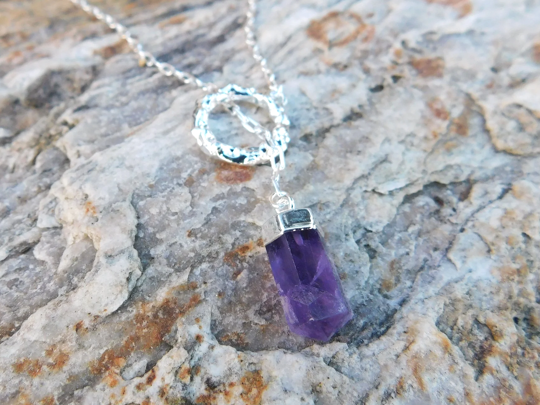 Threaded Amethyst Point Pendant