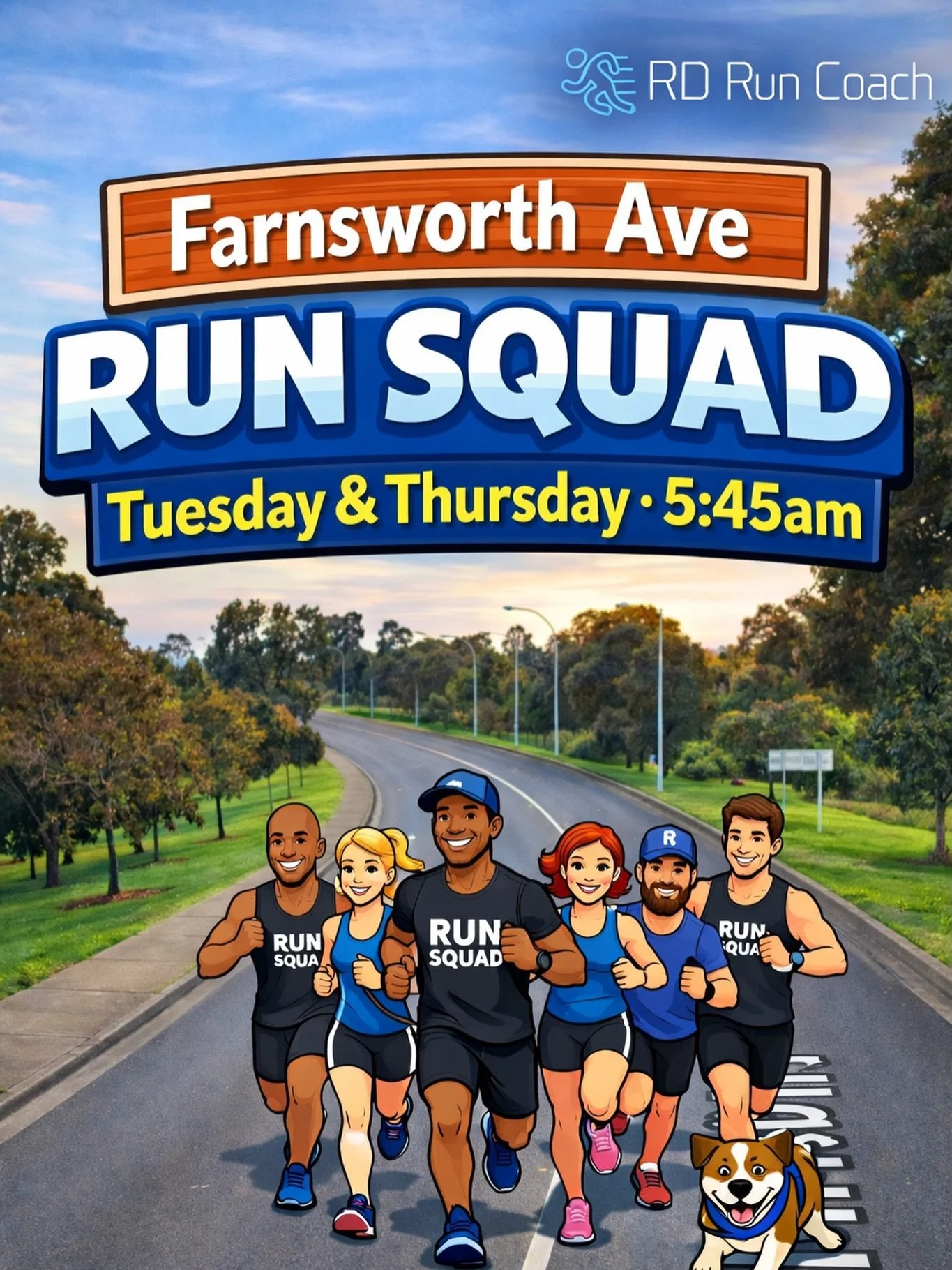 Farnsworth Ave, we&rsquo;re coming for you 👟

This week Run Squad is taking over Farnsworth Ave for our early-morning run squad. 

🕔 Tuesday &amp; Thursday
⏰ 5:45am sharp
📍 Farnsworth Ave

Easy pace, good crew, zero pressure &mdash; just show up a