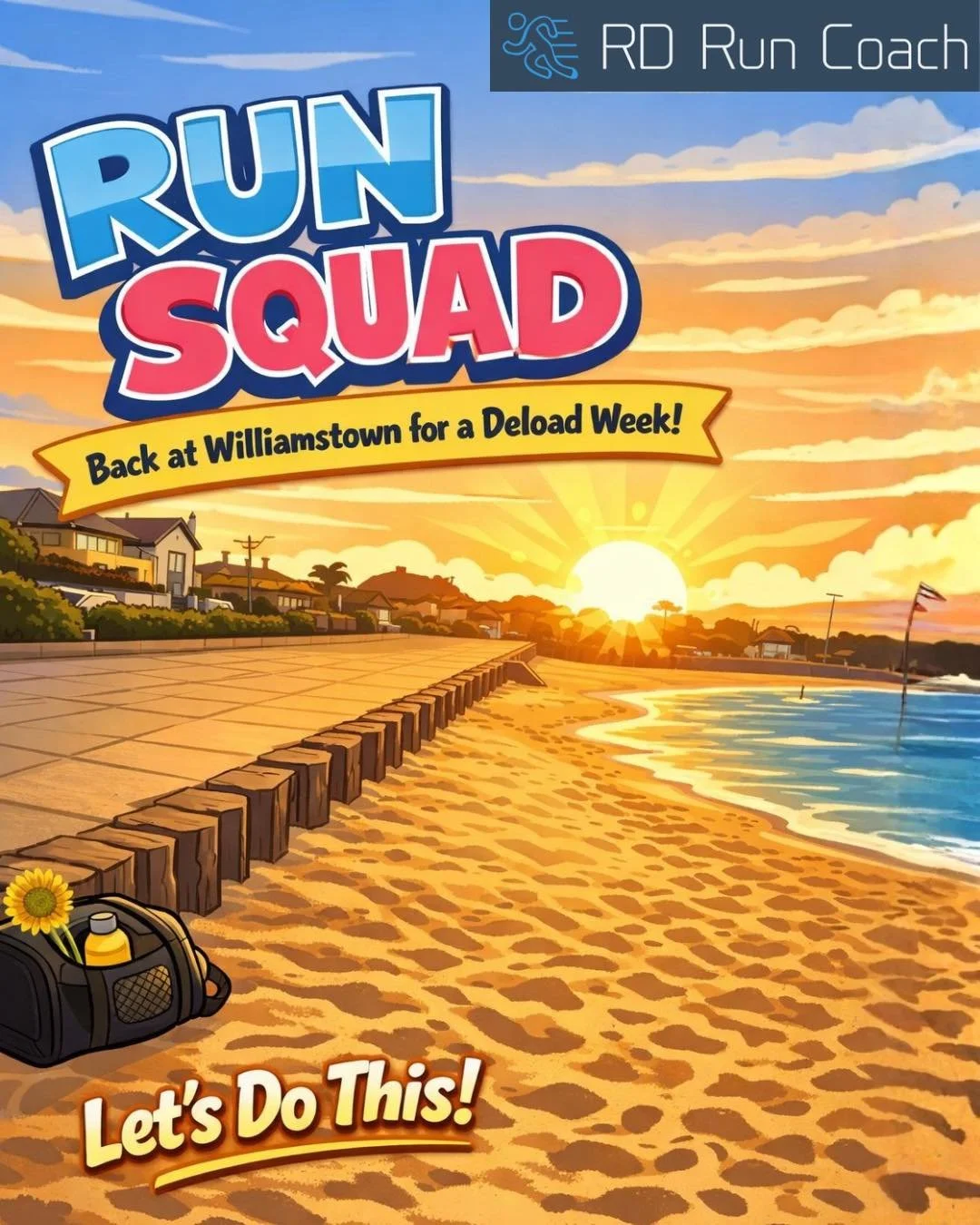 Back to Williamstown this week for a deload week at Run Squad.
This week is all about easing off the intensity, letting the body absorb the hard work we&rsquo;ve been doing, and keeping the legs fresh and strong.
Expect a lighter session, plenty of m