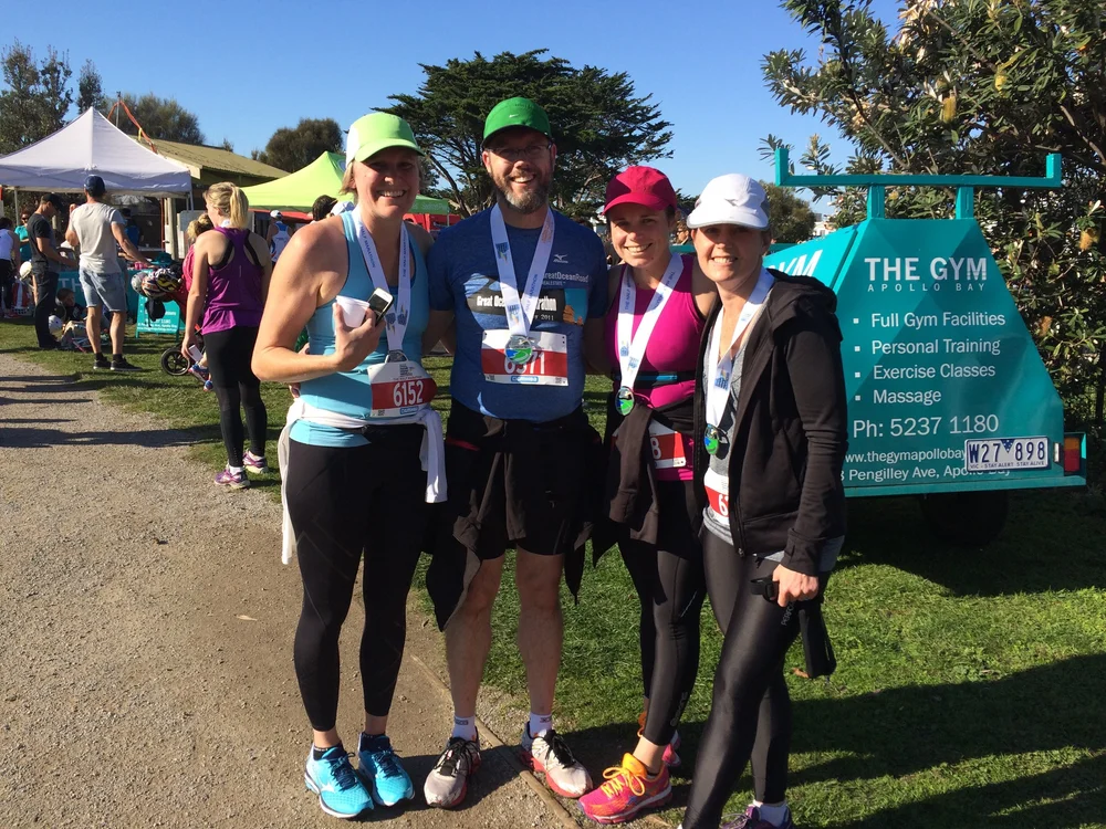 The squad at the Great Ocean Road Half Marathon in Lorne, 2015