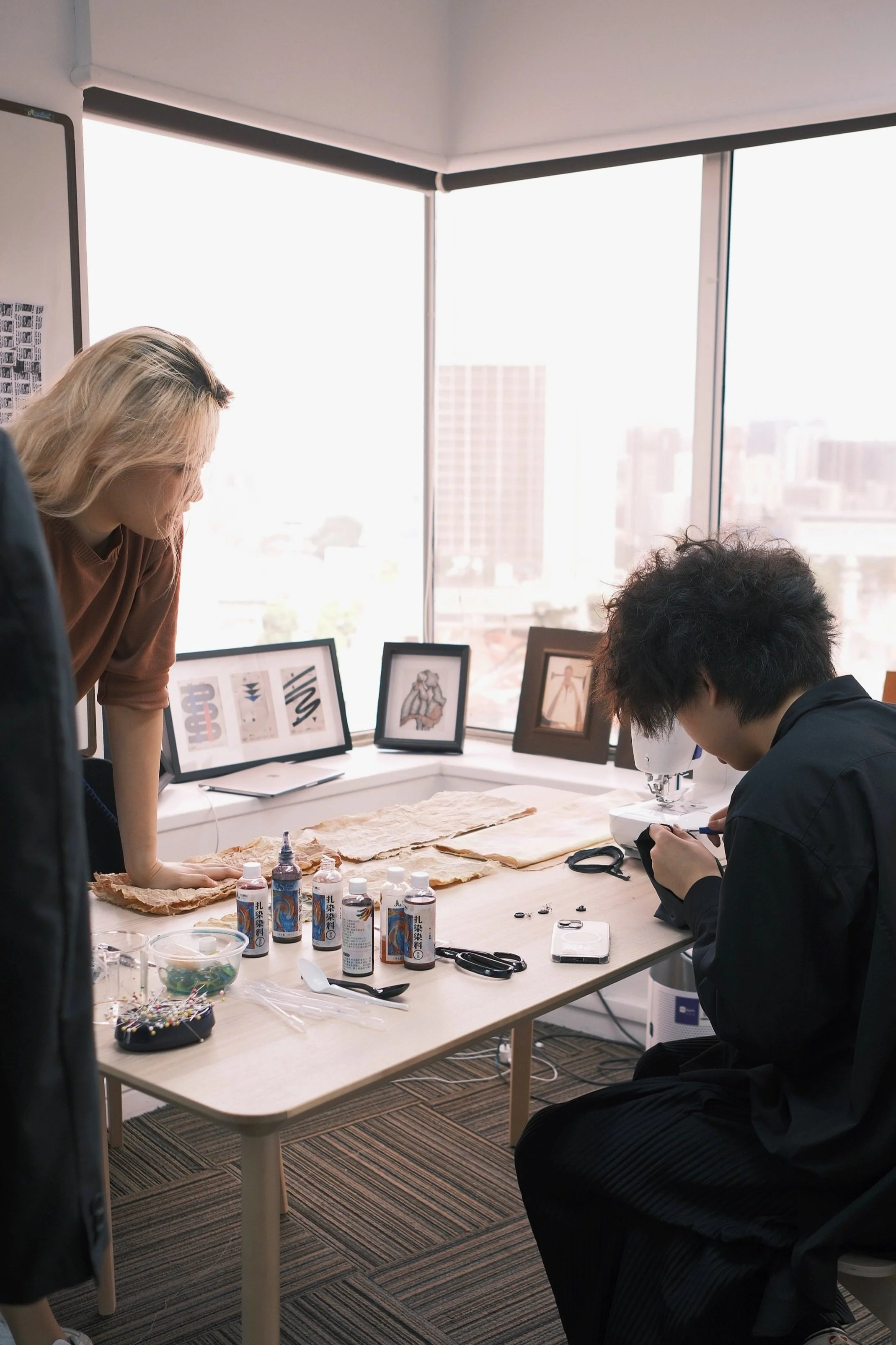 Fashion portfolio student exploring textile dyeing