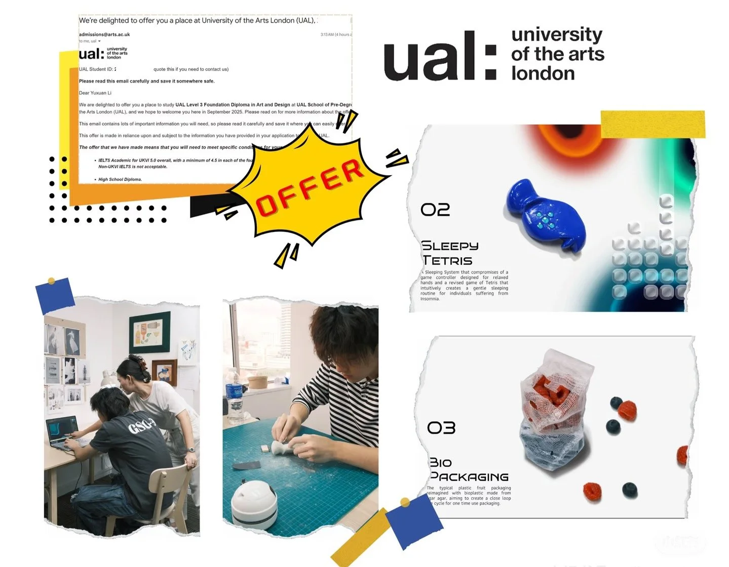 student's UAL CSM offer for product design