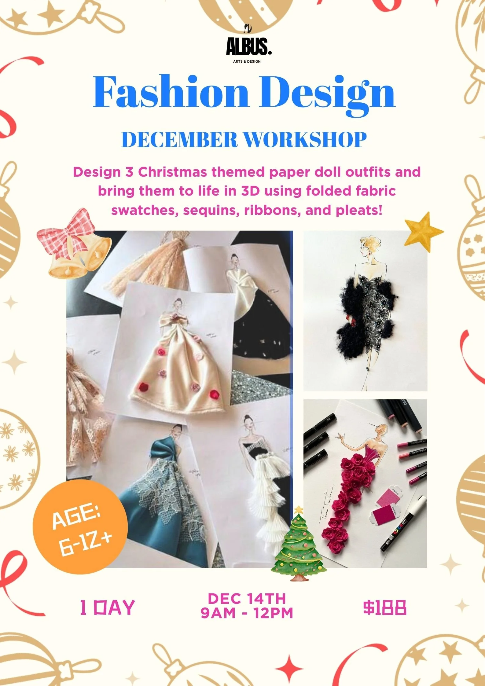 December holiday Christmas themed fashion workshop